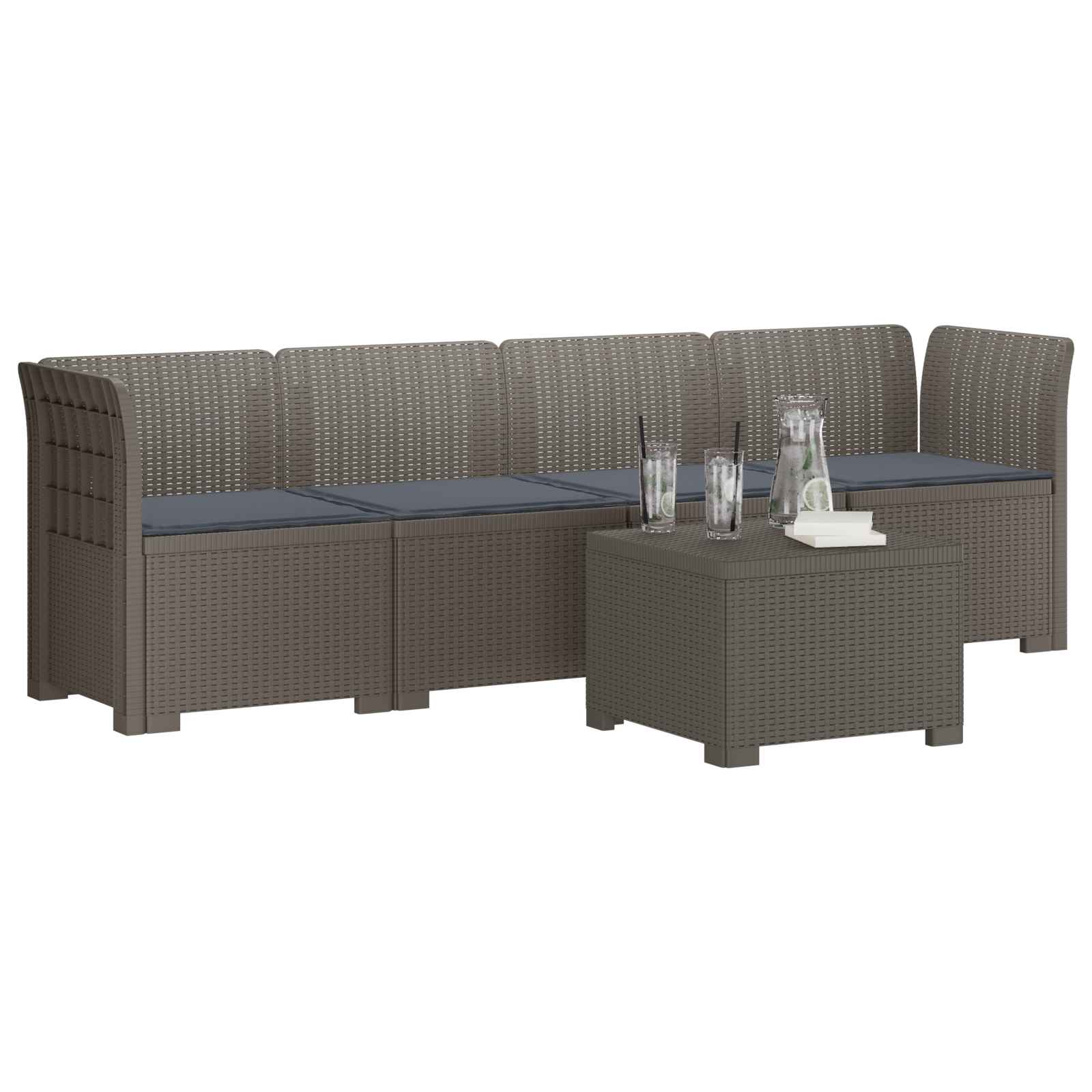 Divano da Giardino a 4 Posti con Cuscini in Stile Rattan PP