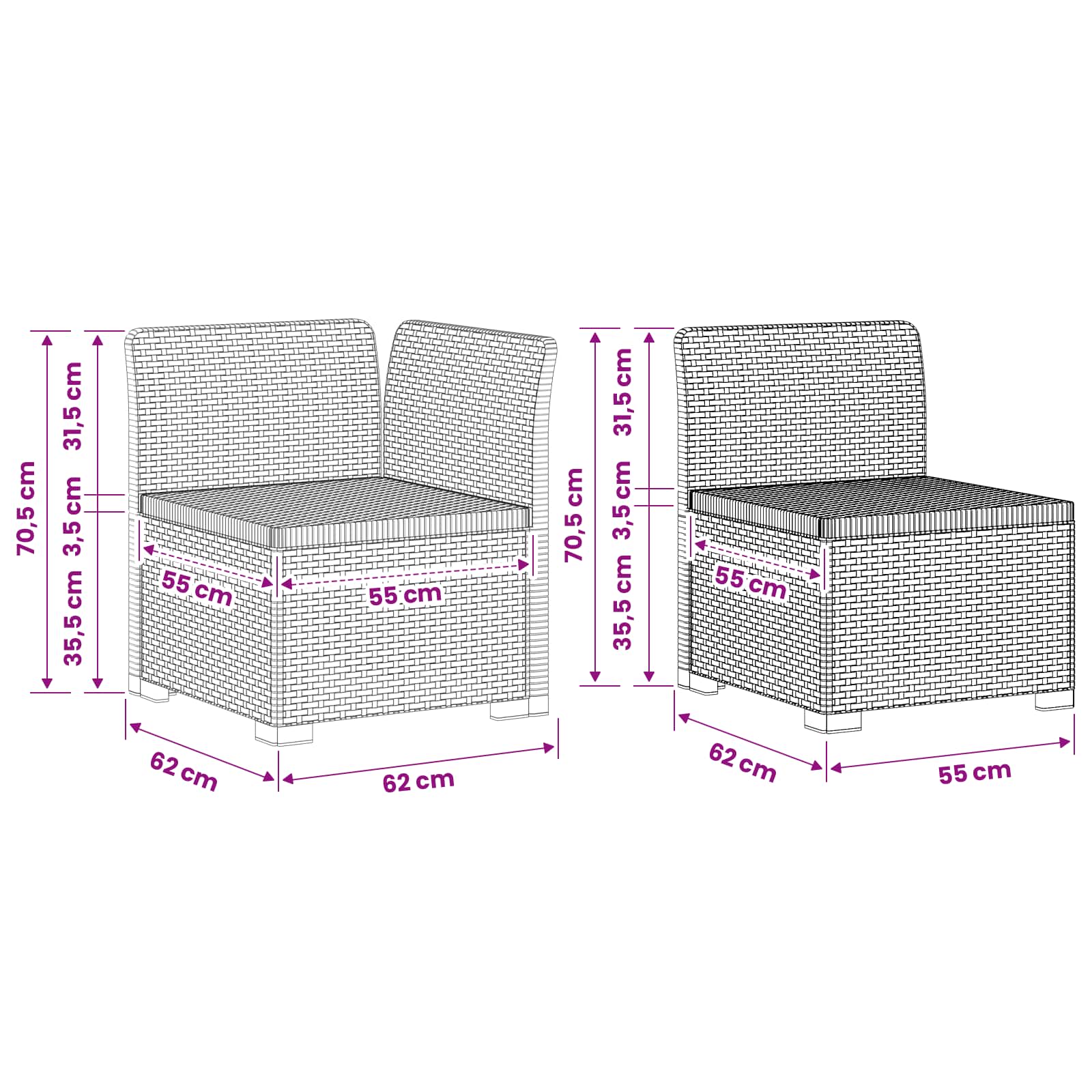 Divano da Giardino 4 Posti Aspetto Rattan PP Marrone