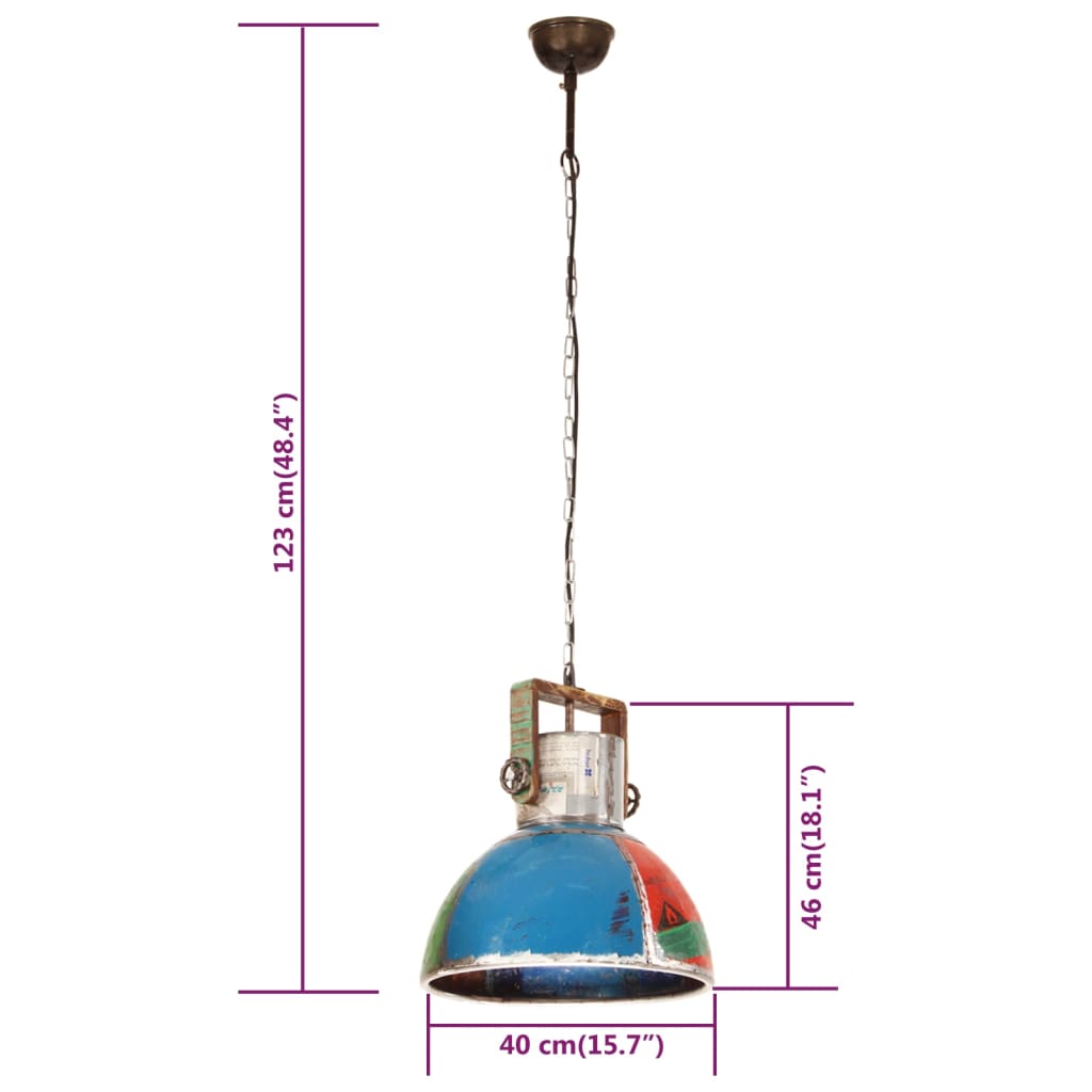 Lampada Sospesa Industriale 25 W Multicolore Rotonda 40 cm E27