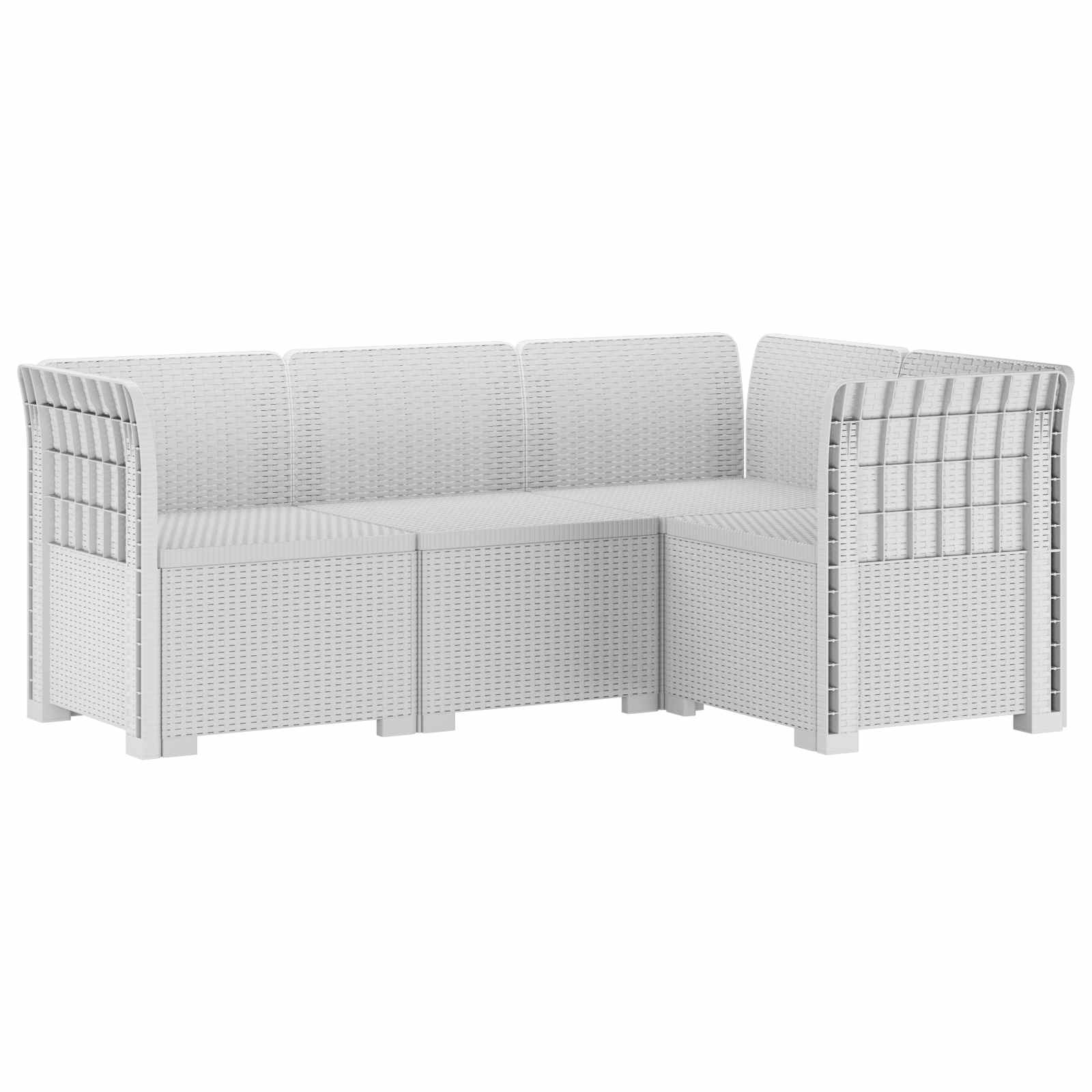 Divano da Giardino 4 Posti Aspetto Rattan PP Bianco