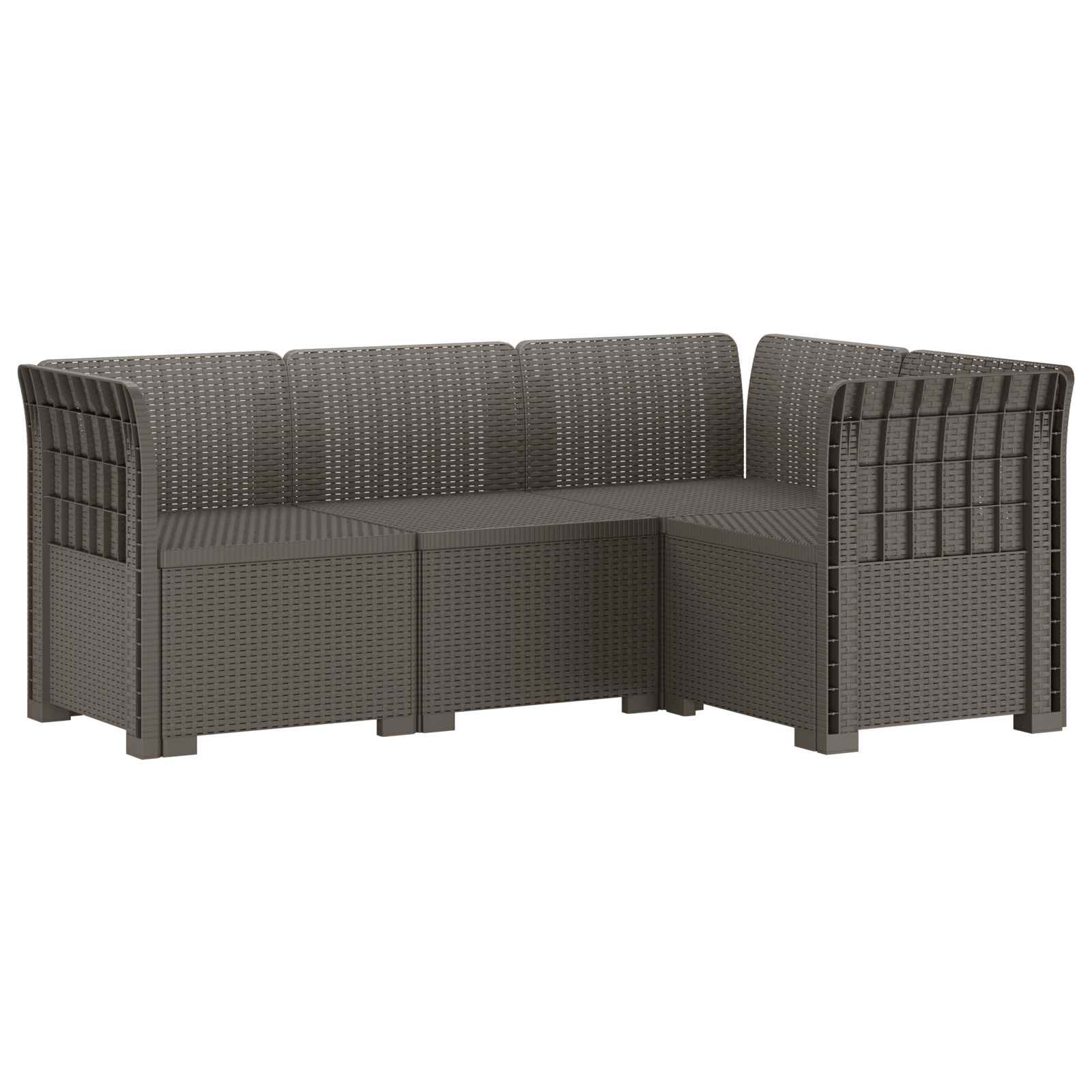 Divano da Giardino 4 Posti Aspetto Rattan PP Grigio Chiaro