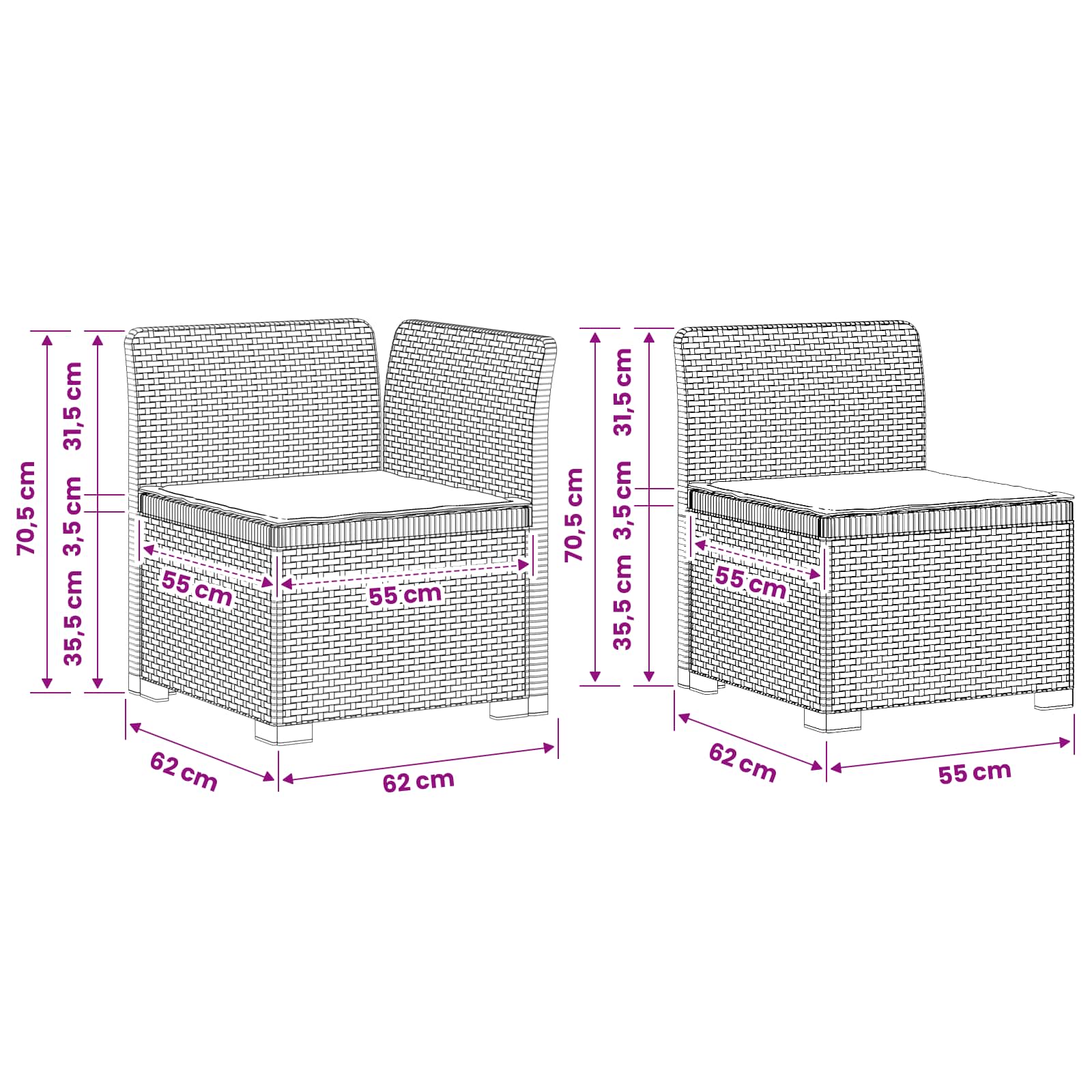 Divano da Giardino 4 Posti con Cuscini Aspetto Rattan PP