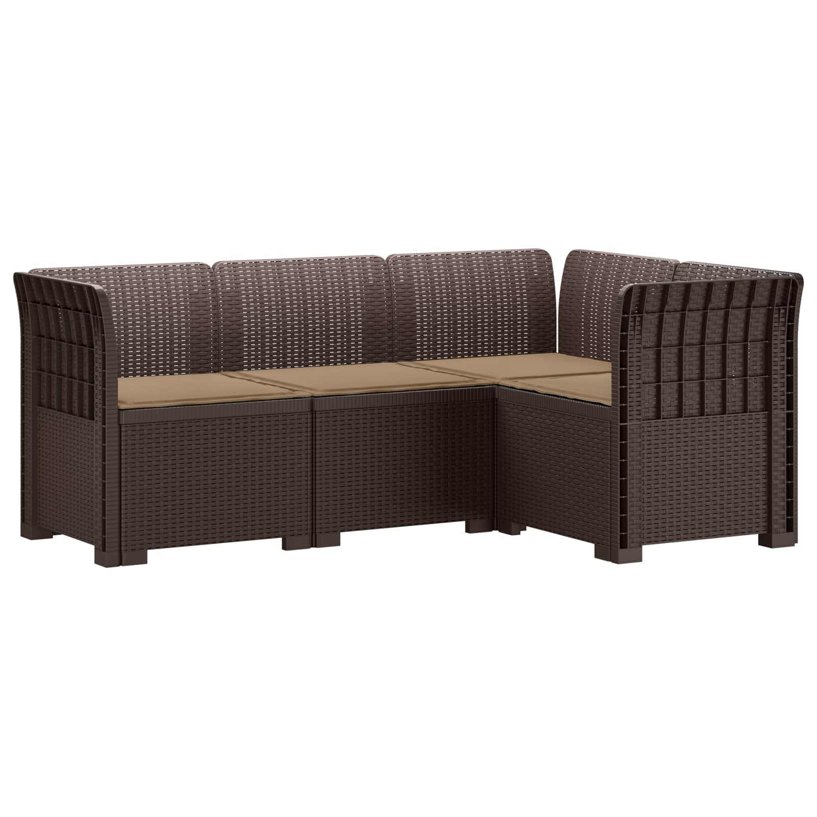 Divano da Giardino 4 Posti con Cuscini Aspetto Rattan PP