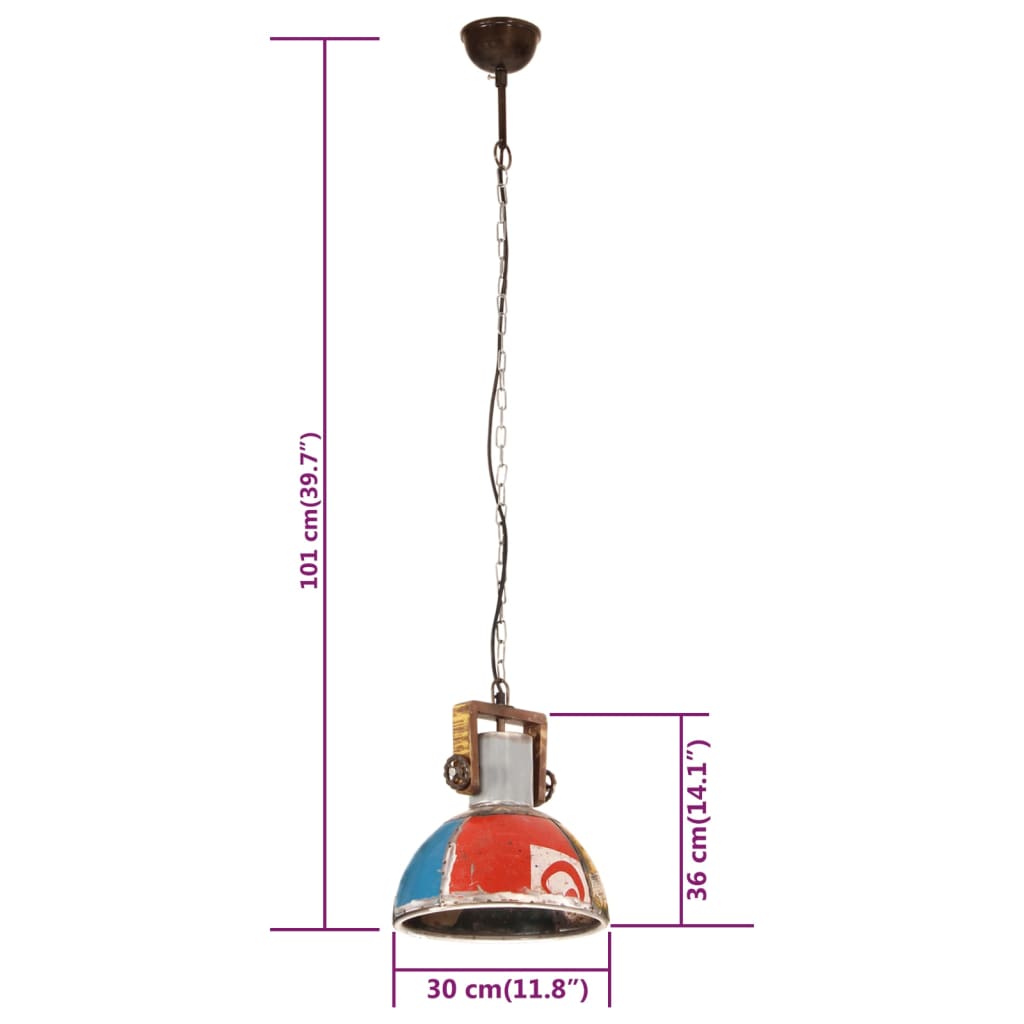 Lampada Sospesa Industriale 25 W Multicolore Rotonda 30 cm E27