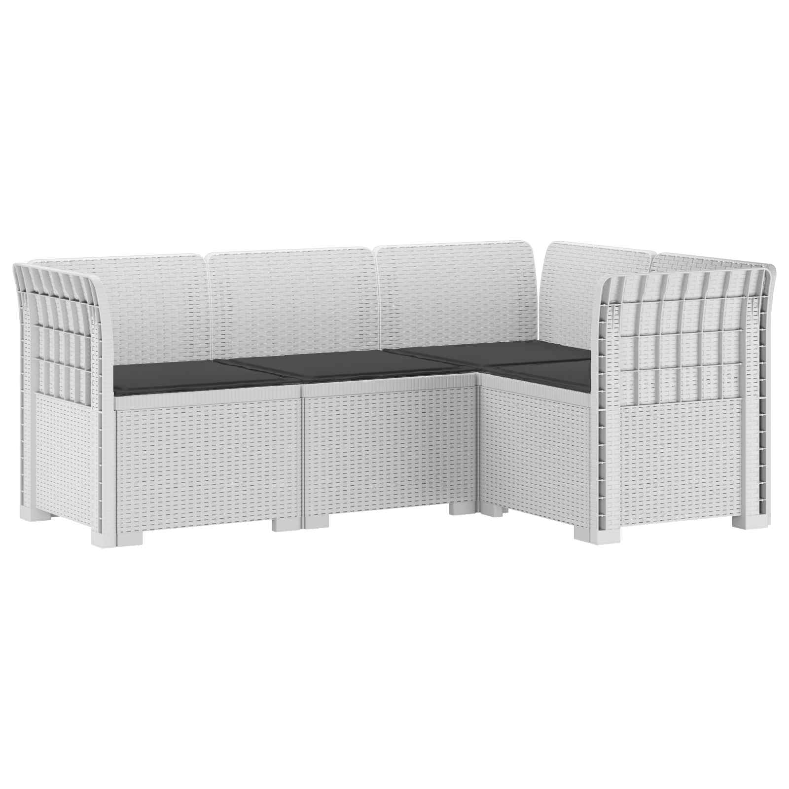 Divano da Giardino 4 Posti con Cuscini Aspetto Rattan PP Bianco