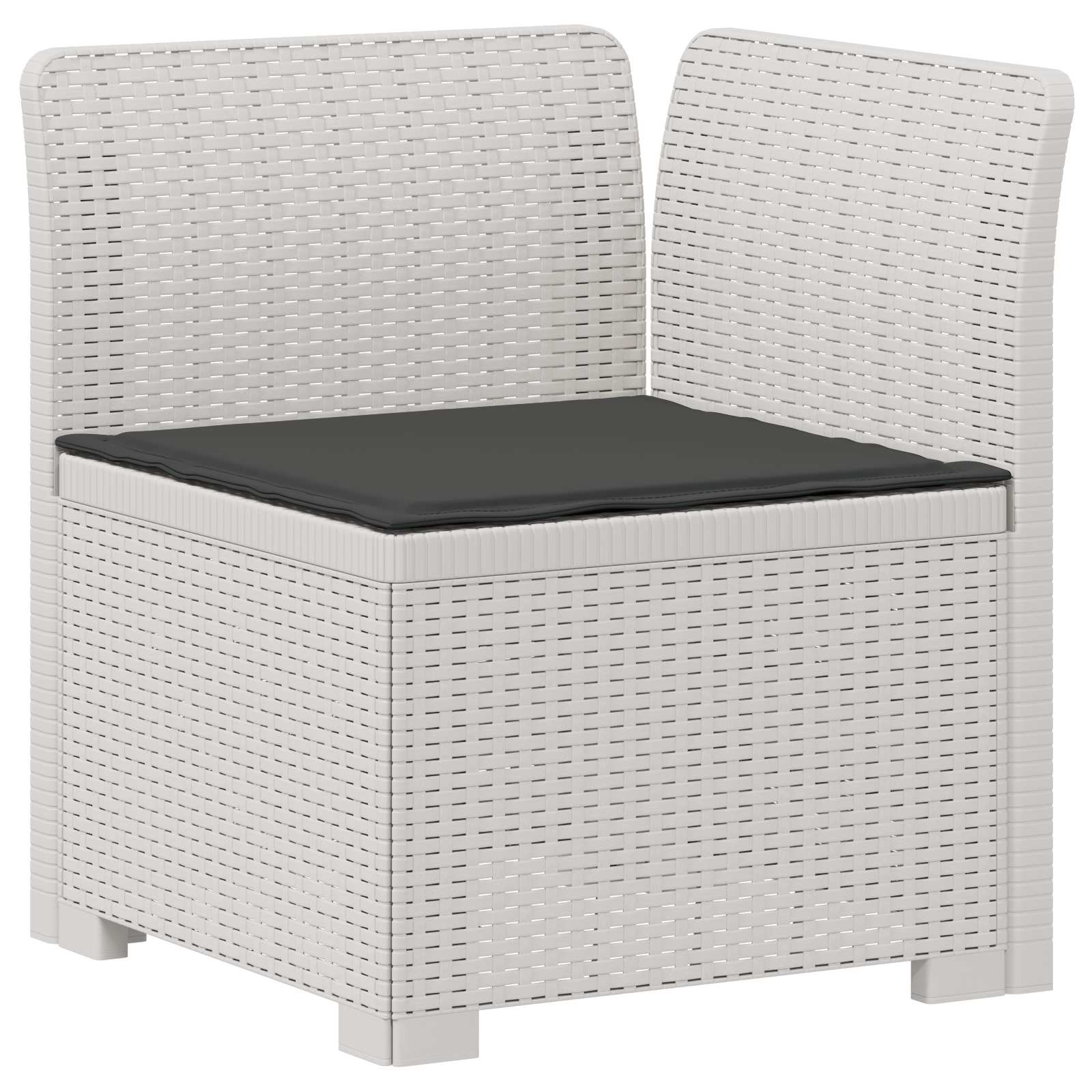 Divano da Giardino 4 Posti con Cuscini Aspetto Rattan PP Bianco