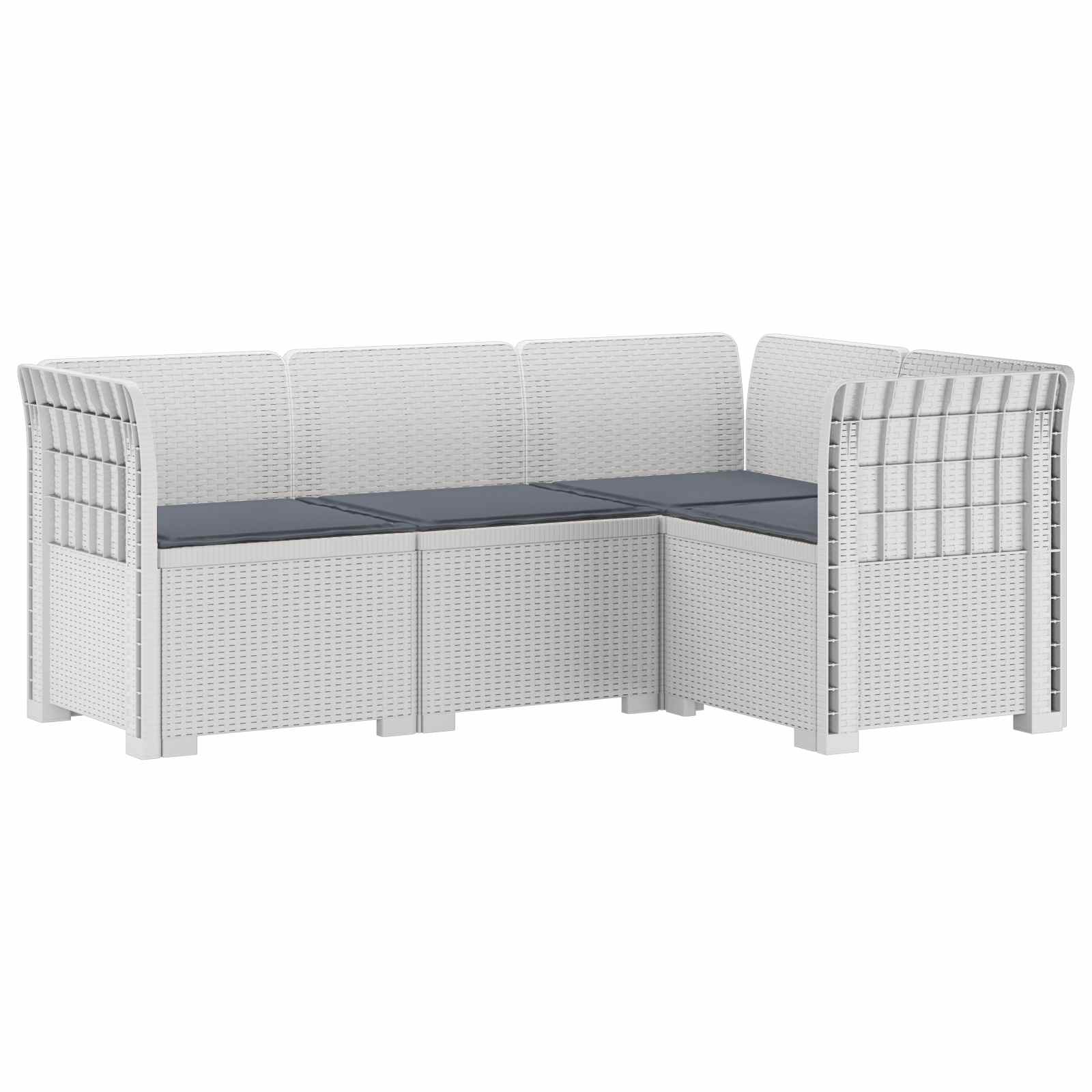Divano da Giardino 4 Posti con Cuscini Aspetto Rattan PP Bianco