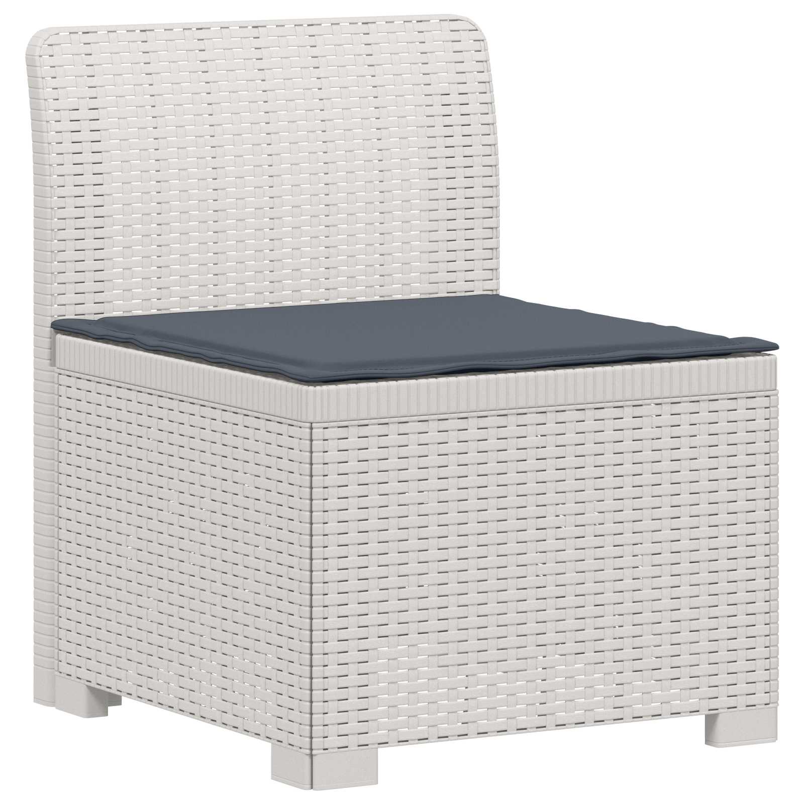 Divano da Giardino 4 Posti con Cuscini Aspetto Rattan PP Bianco