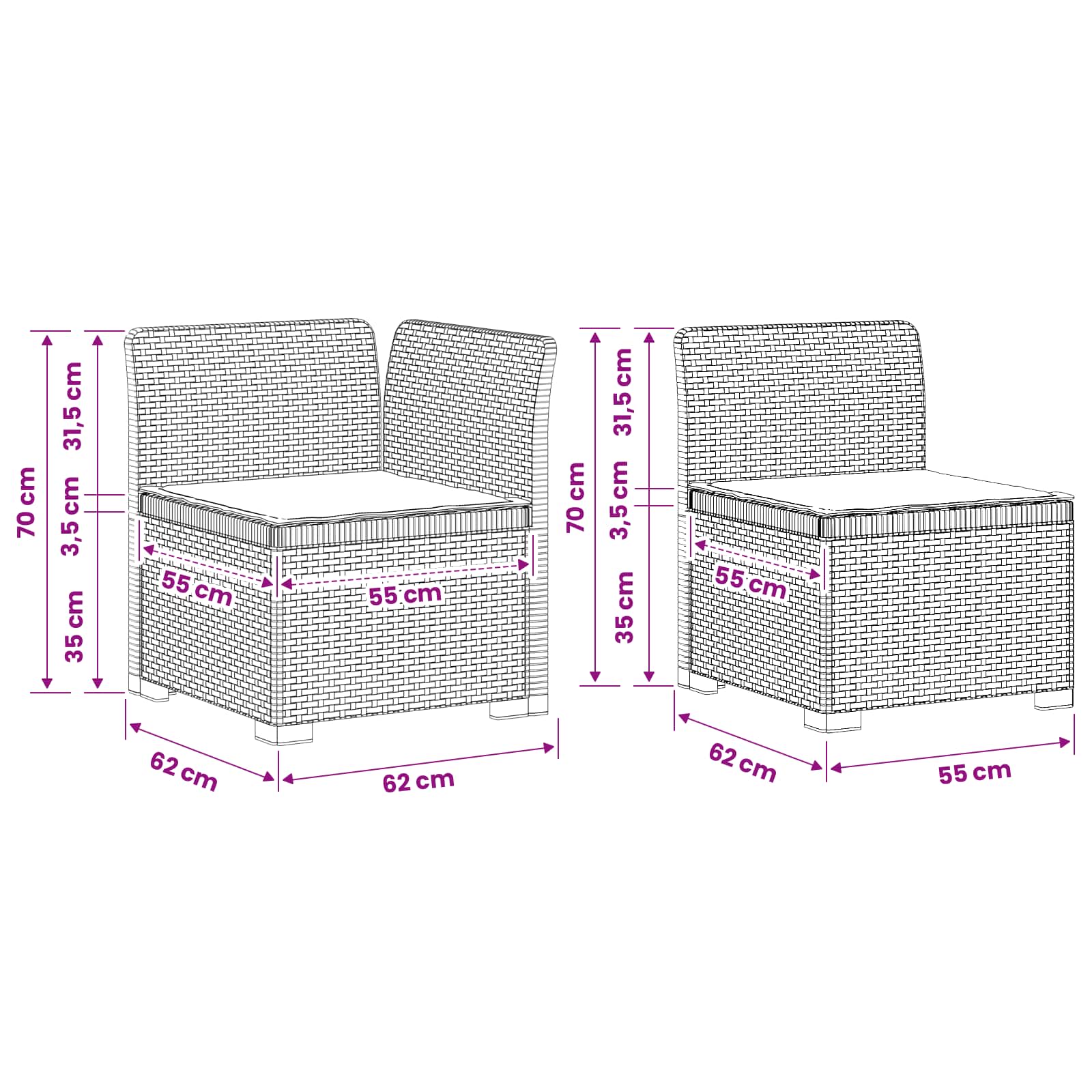 Divano da Giardino 4 Posti con Cuscini Aspetto Rattan PP