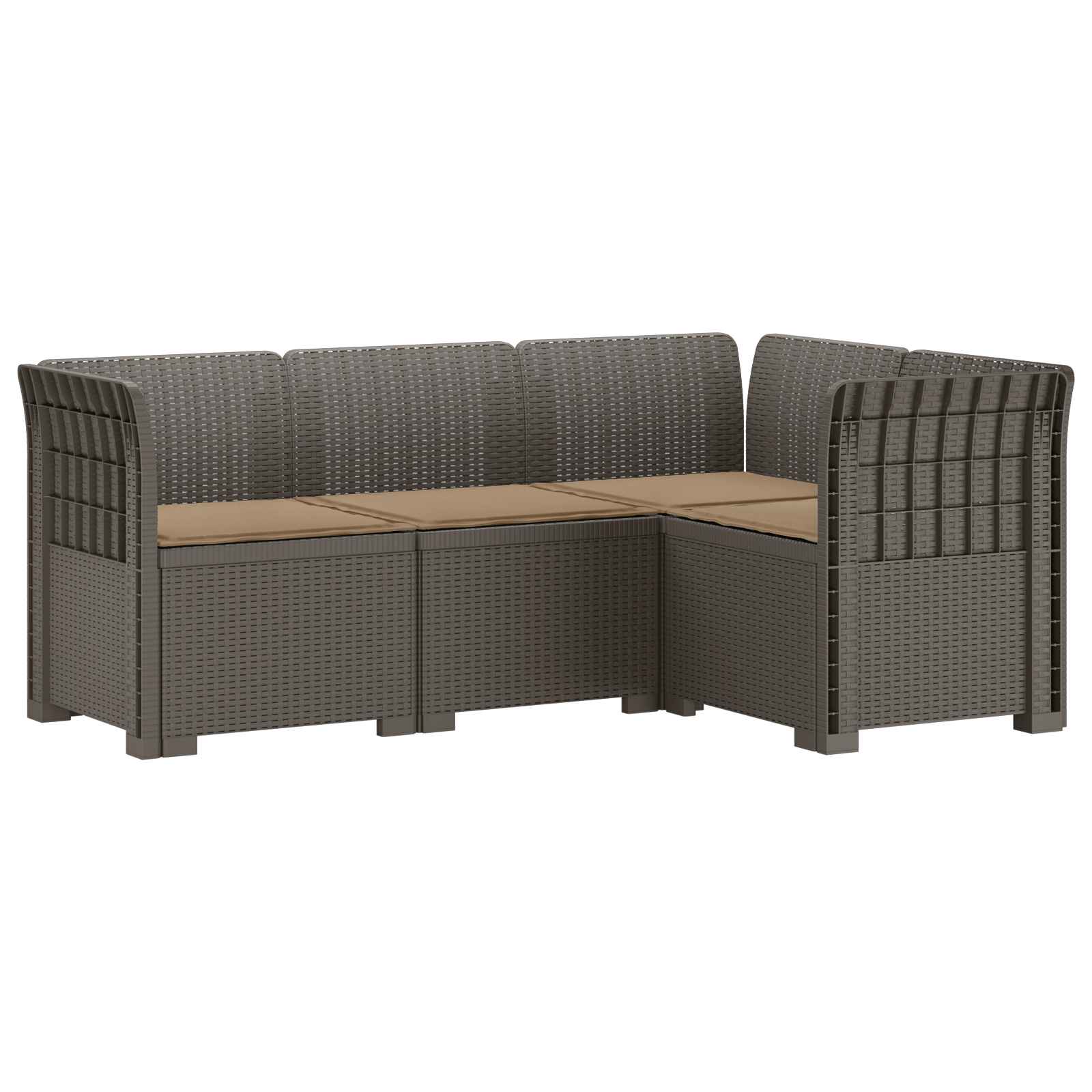 Divano da Giardino 4 Posti con Cuscini Aspetto Rattan PP