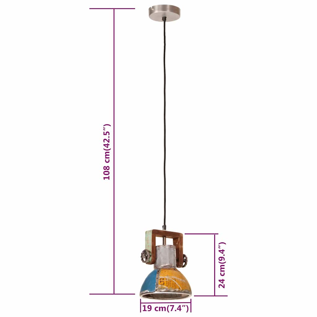 Lampada Sospesa Industriale 25 W Multicolore Rotonda 19 cm E27