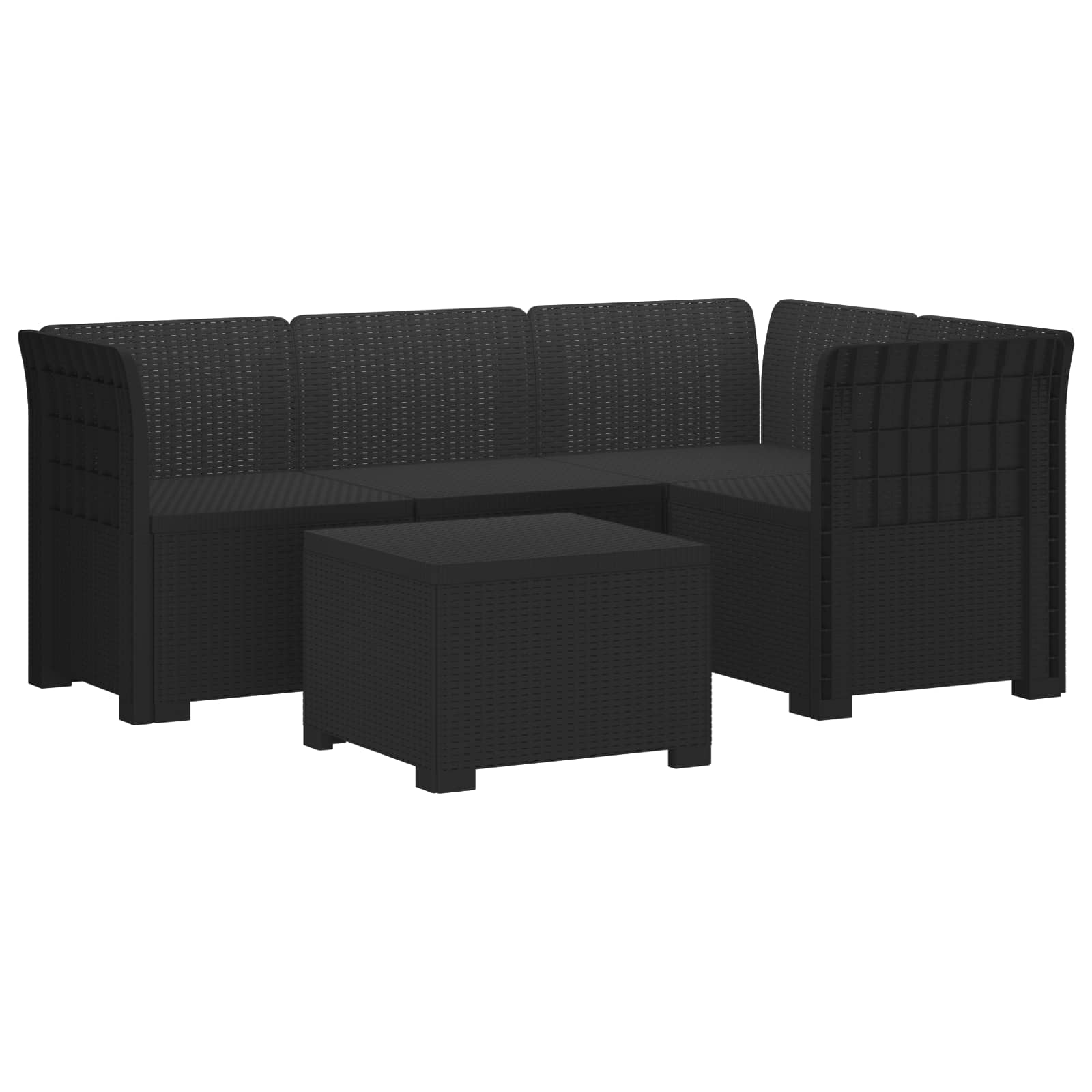 Divano da giardino 4 posti aspetto rattan PP Antracite