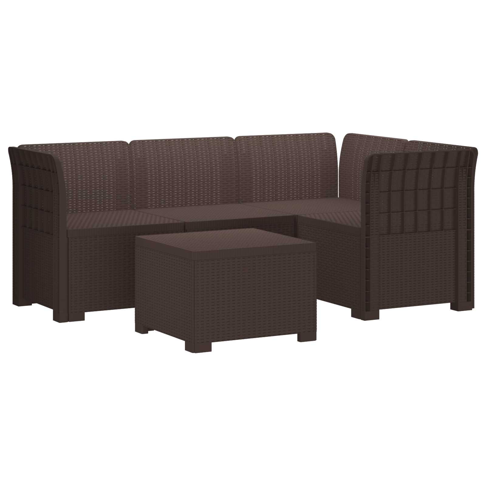 Divano da giardino 4 posti aspetto rattan PP Marrone