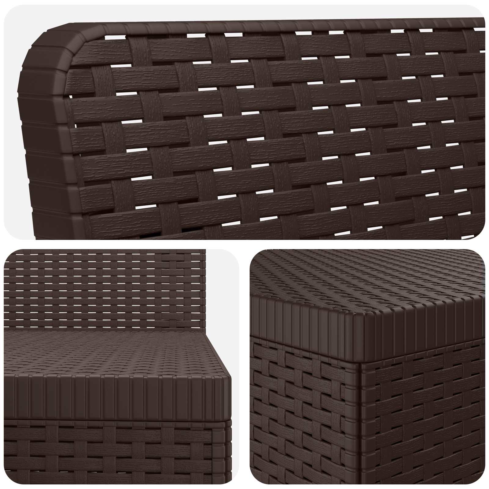 Divano da giardino 4 posti aspetto rattan PP Marrone