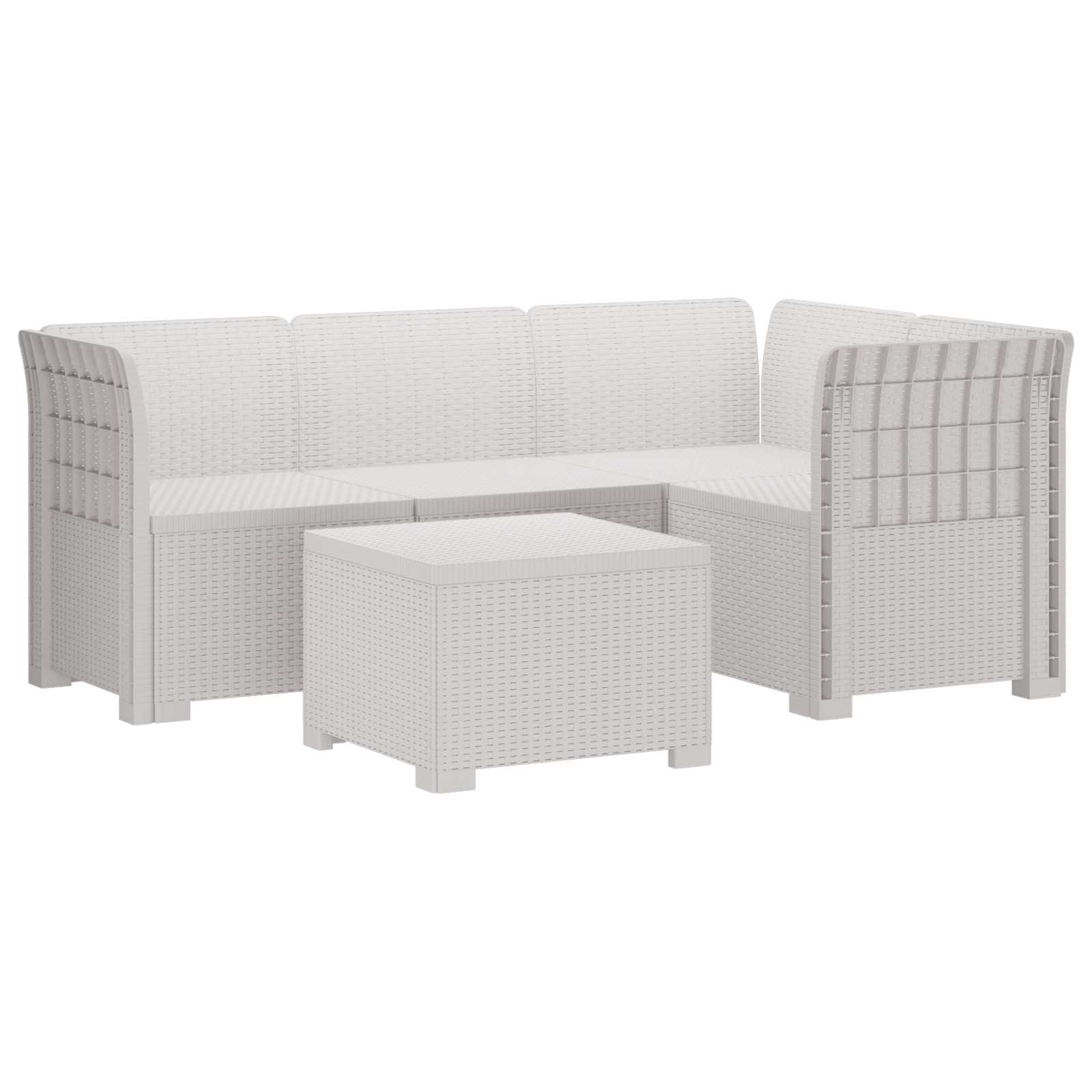Divano da giardino 4 posti aspetto rattan PP Bianco