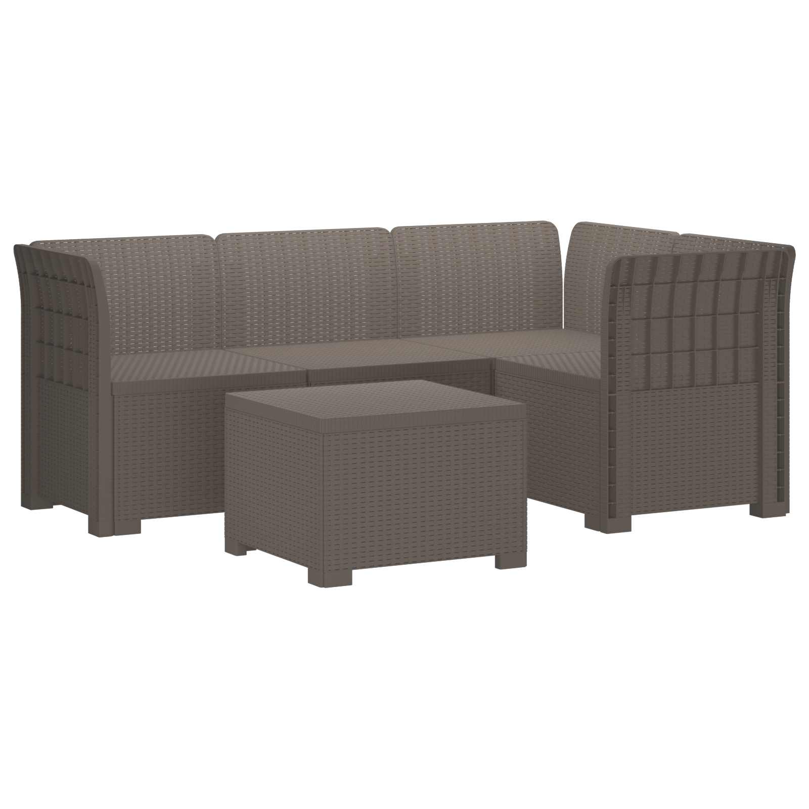 Divano da giardino 4 posti aspetto rattan PP Grigio Chiaro