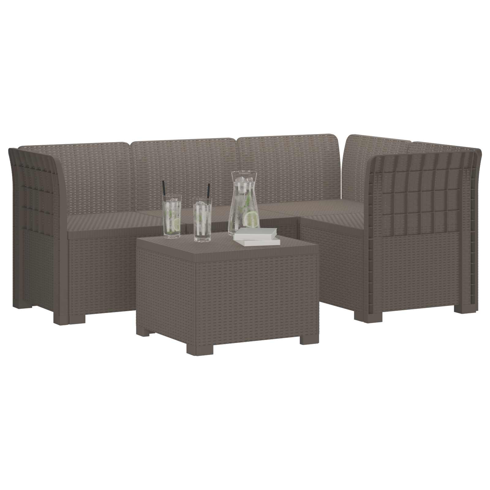 Divano da giardino 4 posti aspetto rattan PP Grigio Chiaro