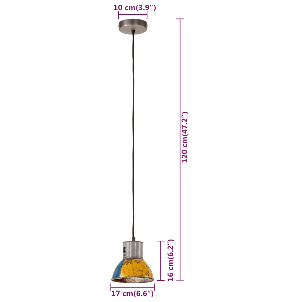 Lampada Sospesa Industriale 25 W Multicolore Rotonda 17 cm E27