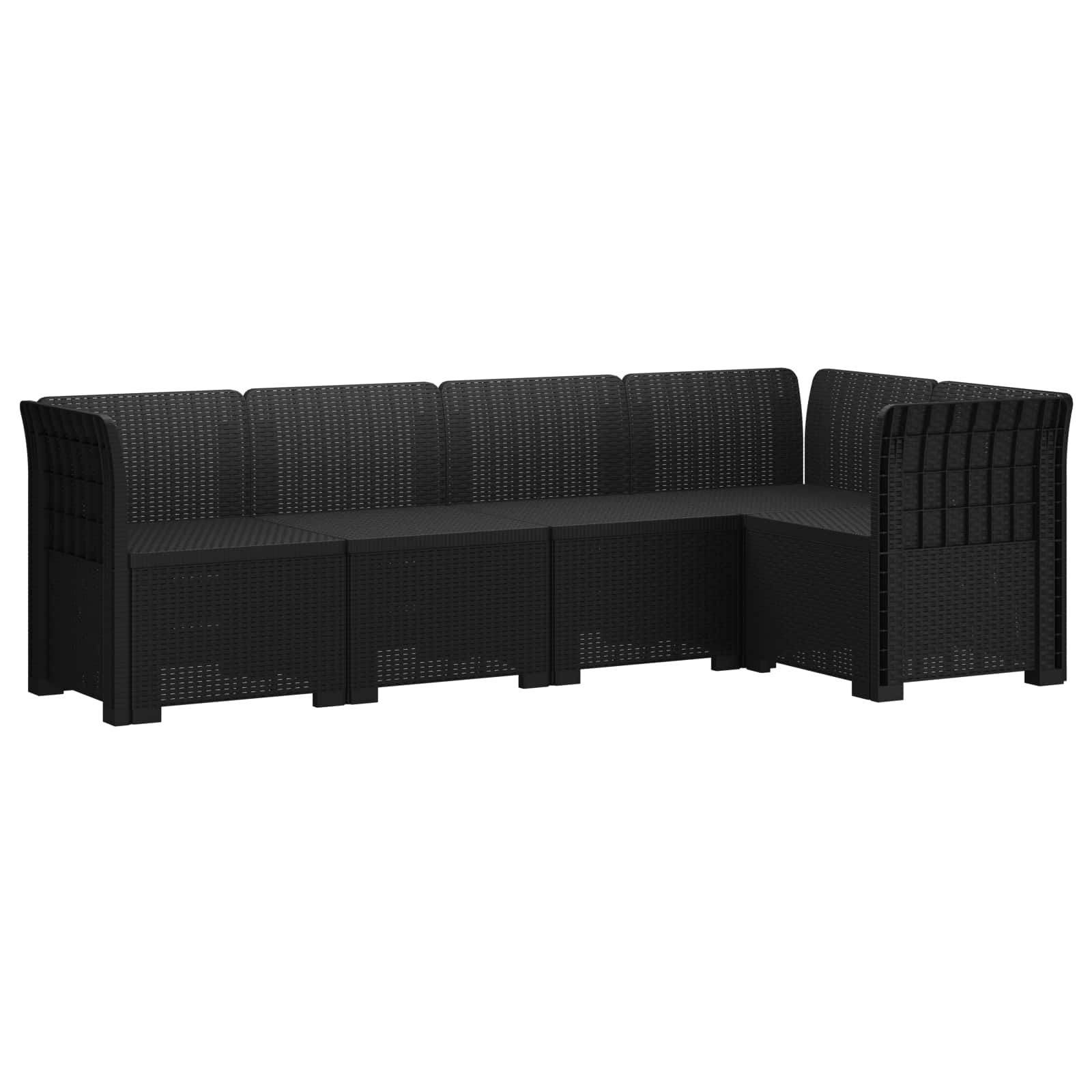 Divano da Giardino 5 Posti Stile Rattan PP Antracite