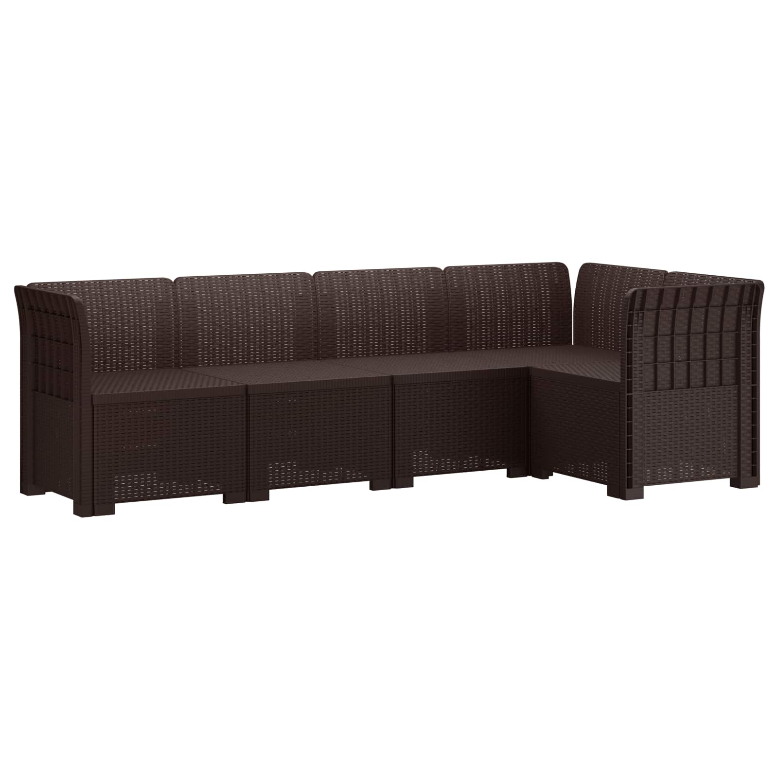 Divano da Giardino 5 Posti Stile Rattan PP Marrone