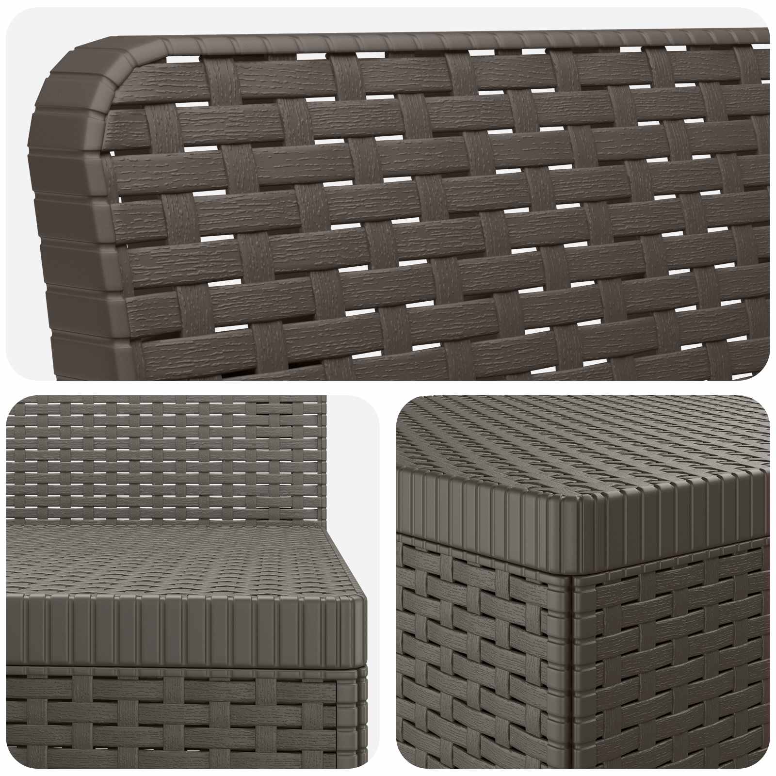 Divano da Giardino 5 Posti Stile Rattan PP Grigio Chiaro