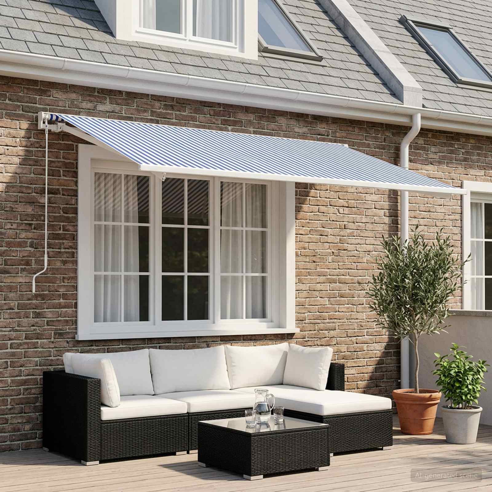 Telo di ricambio per tenda da sole Blu e Bianco 300 x 250 cm