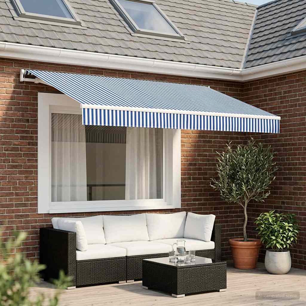 Telo di ricambio per tenda da sole Blu e Bianco 350 x 250 cm