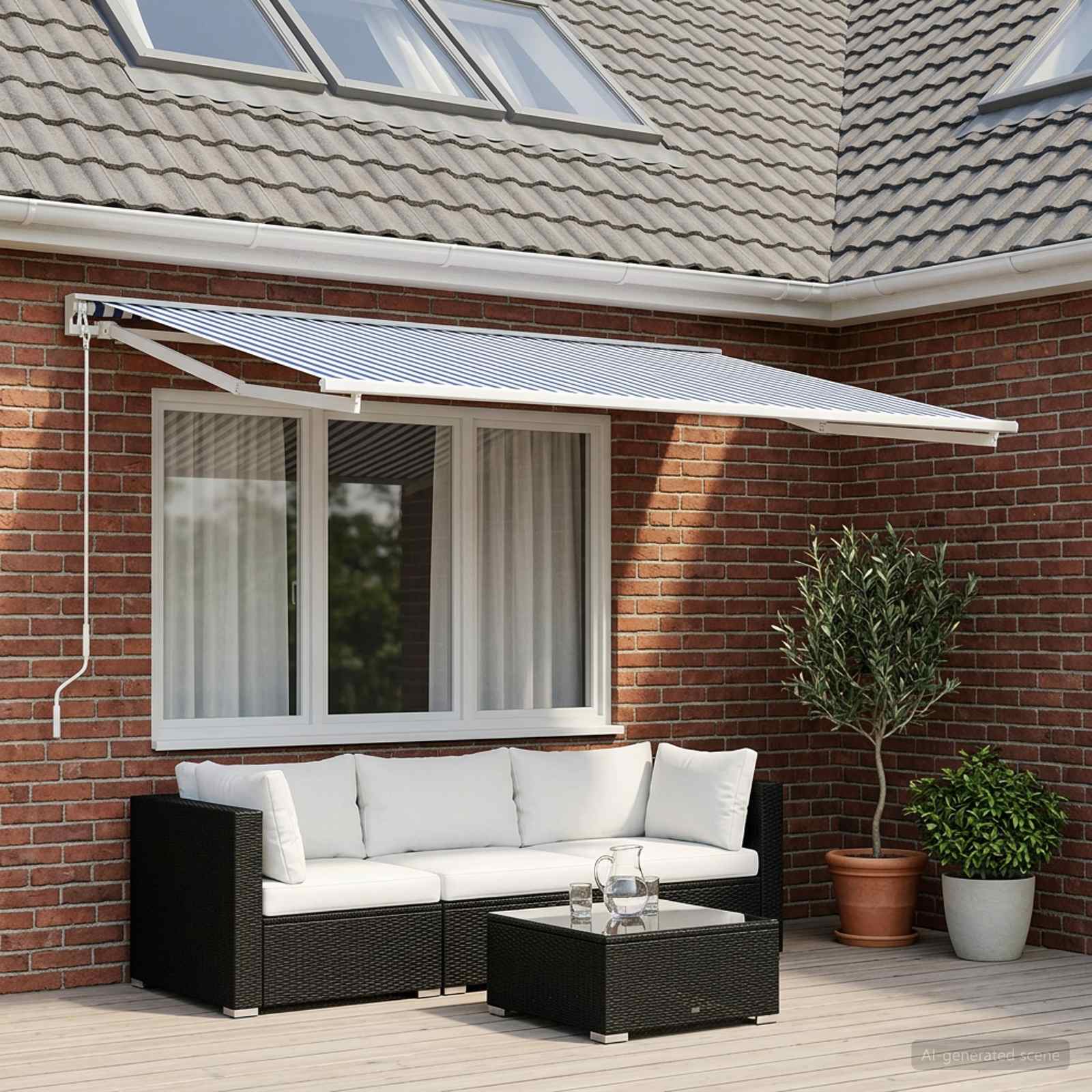 Telo di ricambio per tenda da sole Blu e Bianco 400 × 300 cm