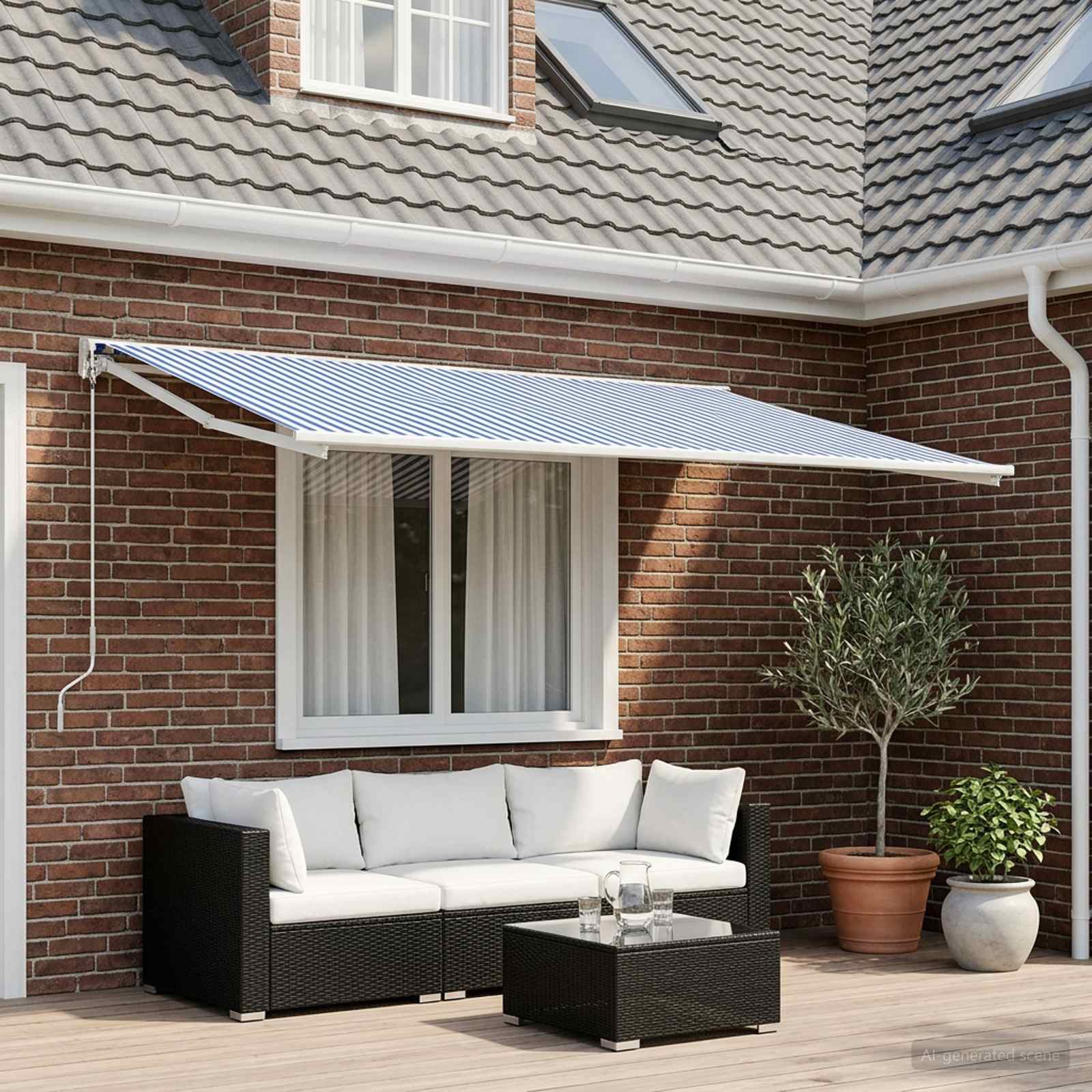 Telo di ricambio per tenda da sole Blu e Bianco 400 × 350 cm