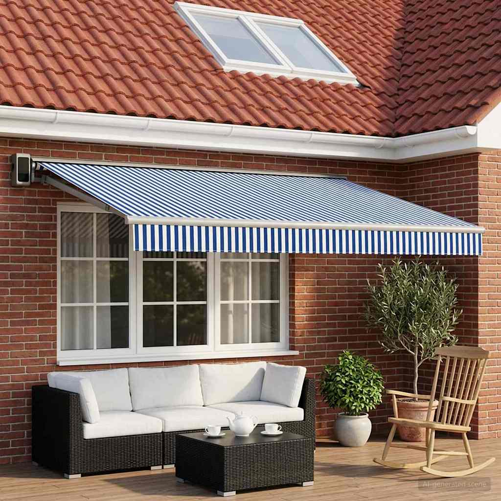 Telo di ricambio per tenda da sole Blu e Bianco 450 × 300 cm