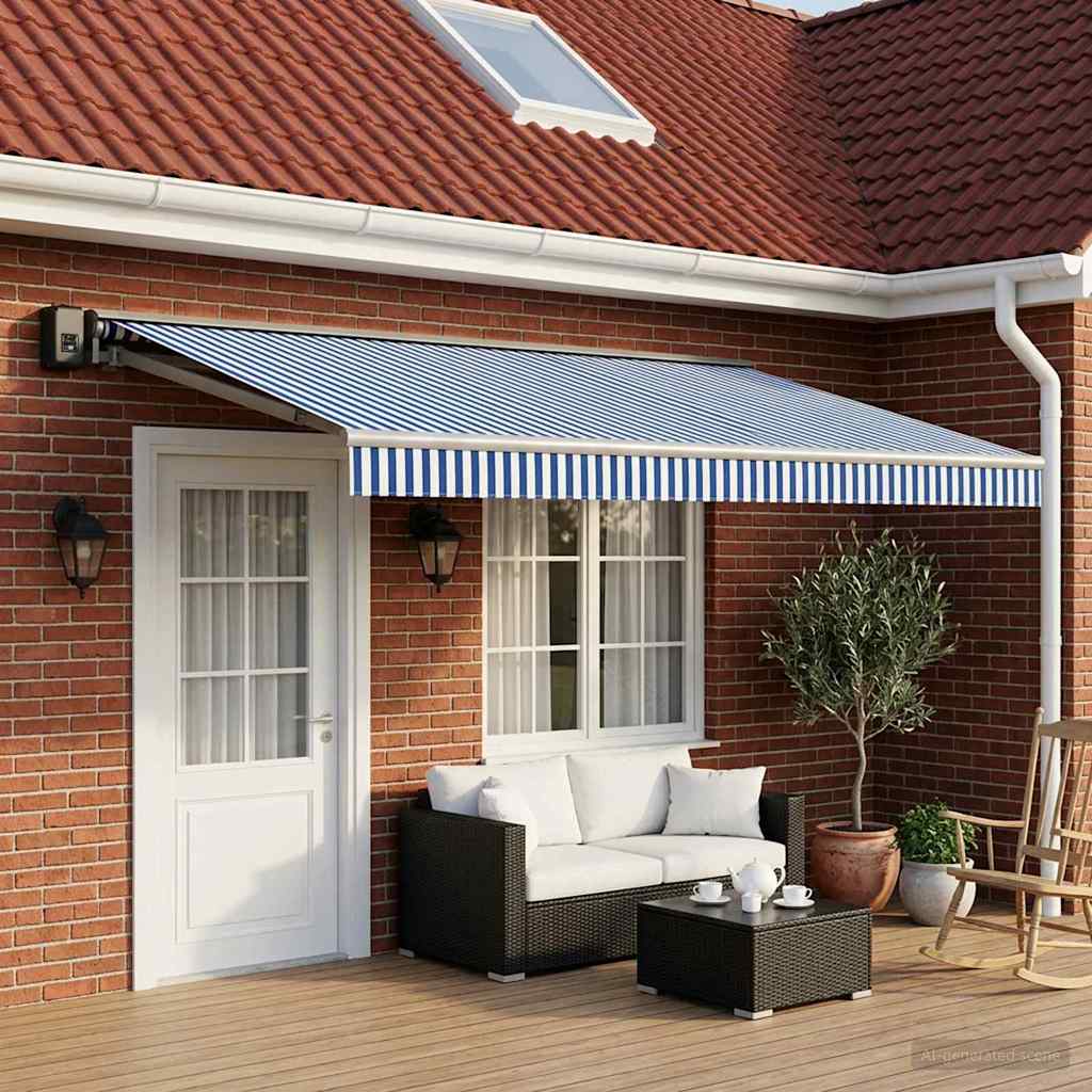 Telo di ricambio per tenda da sole Blu e Bianco 500 × 300 cm