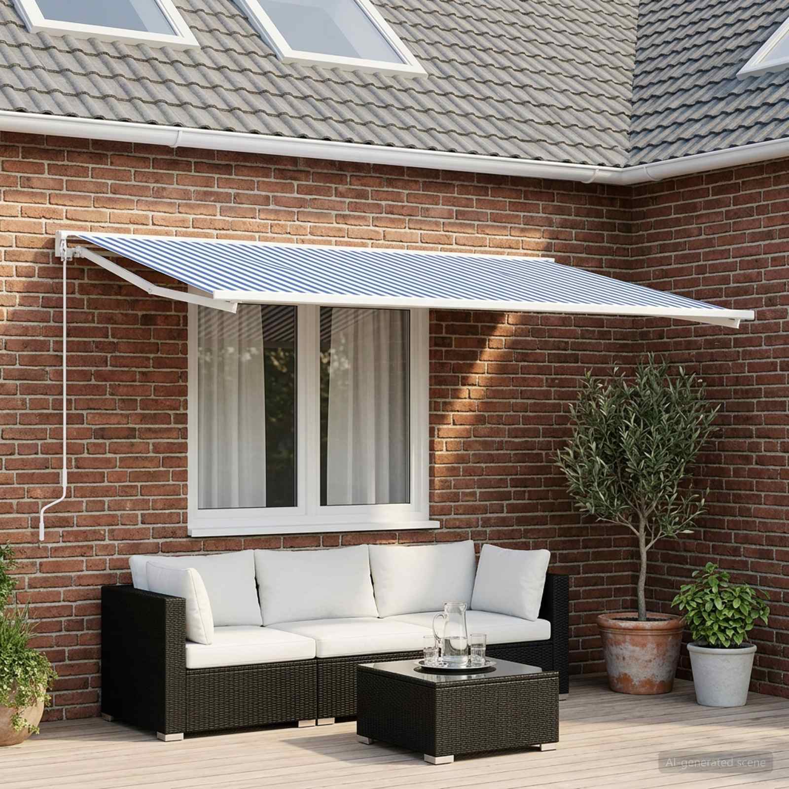 Telo di ricambio per tenda da sole Blu e Bianco 600 × 300 cm