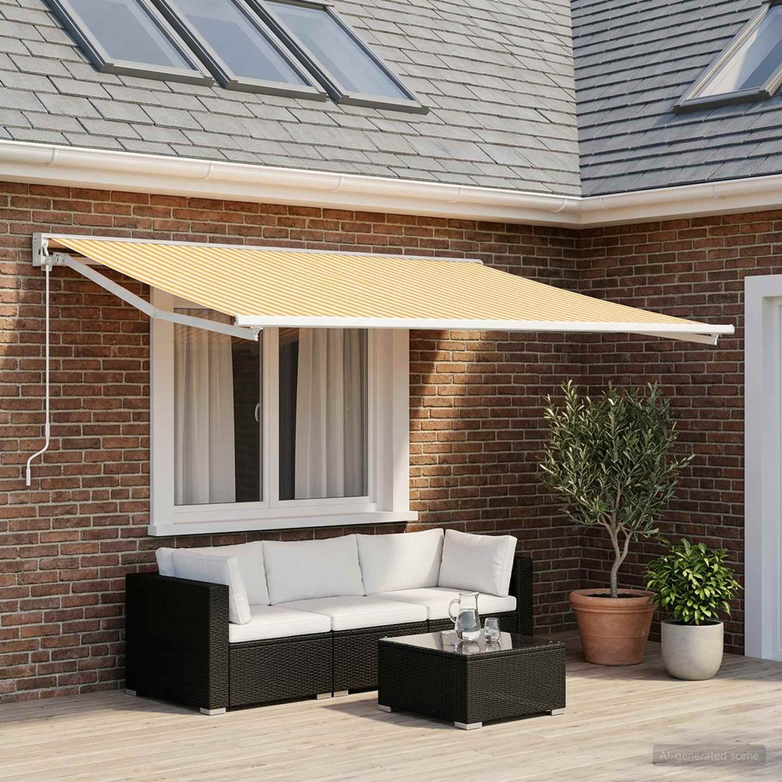 Telo di ricambio per tenda da sole Giallo e Bianco 300 x 250 cm