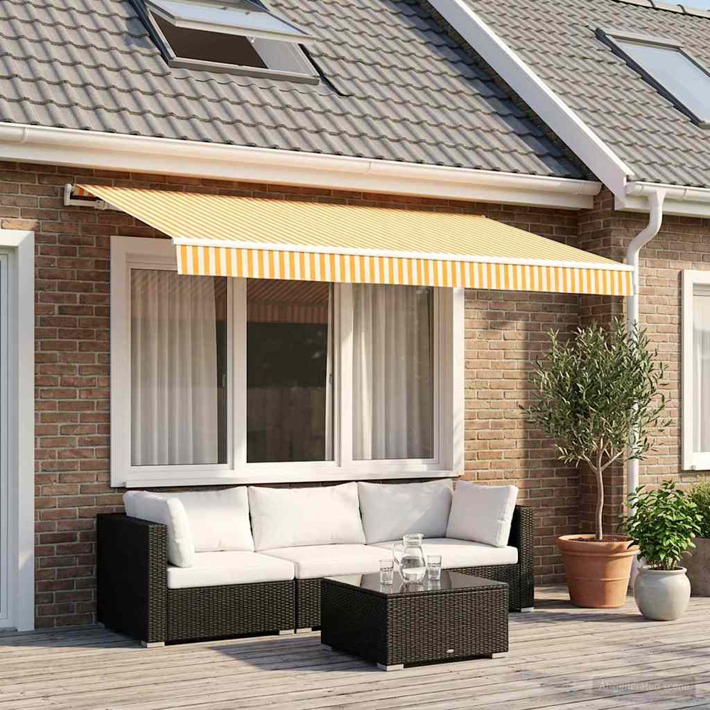 Telo di ricambio per tenda da sole Giallo e Bianco 350 x 250 cm