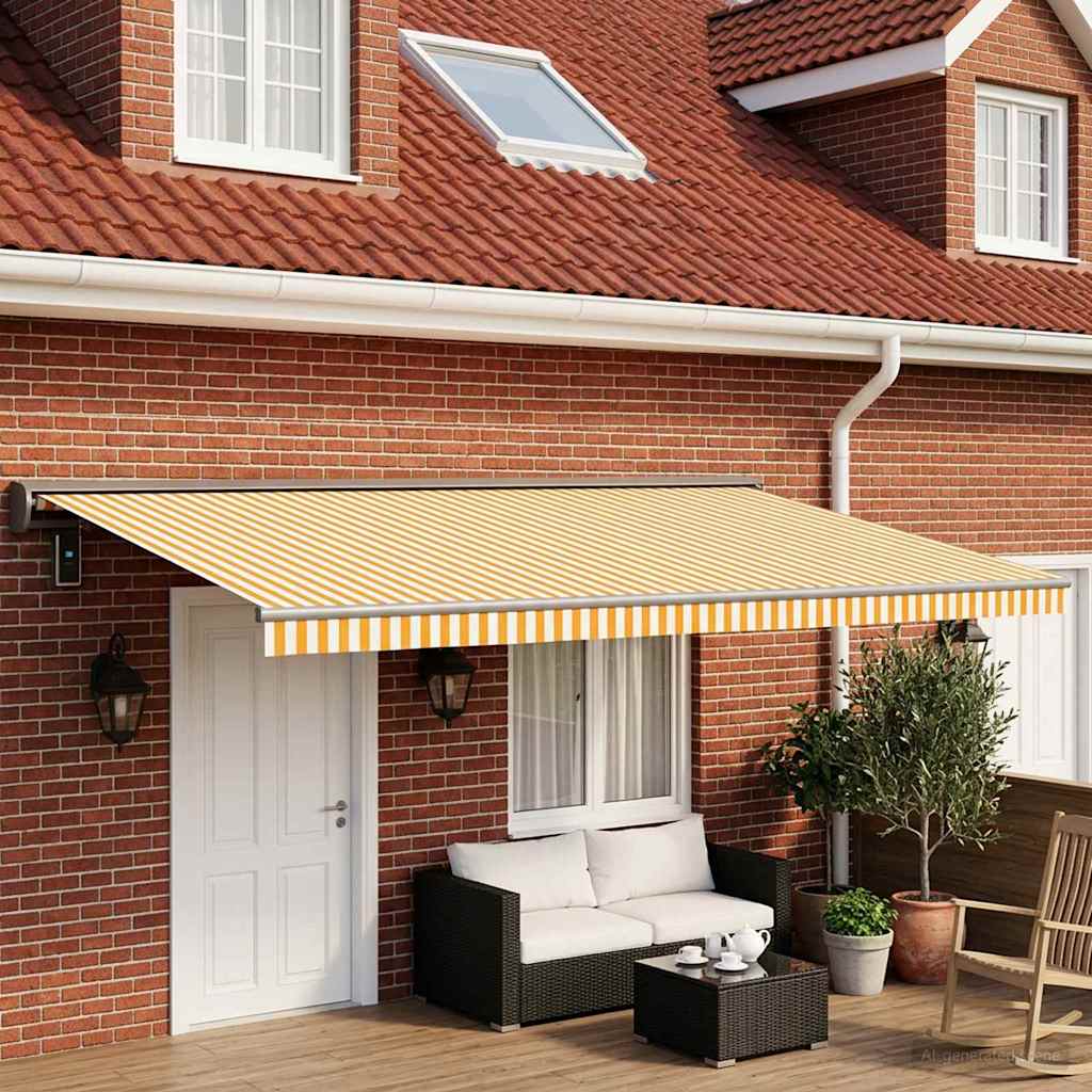 Telo di ricambio per tenda da sole Giallo e Bianco 500 × 300 cm