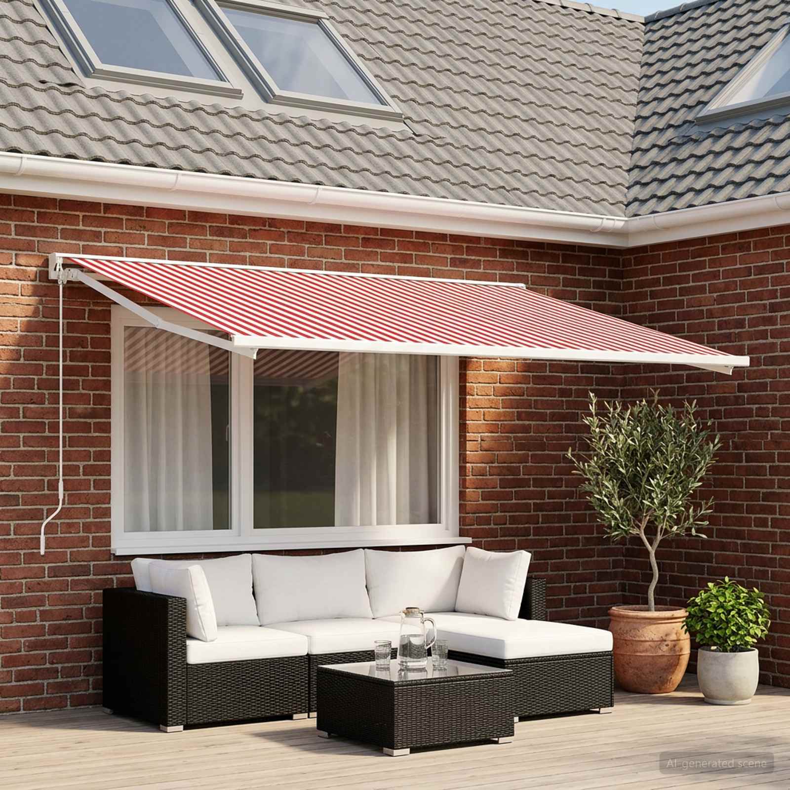 Telo di ricambio per tenda da sole Rosso e Bianco 250 x 200 cm