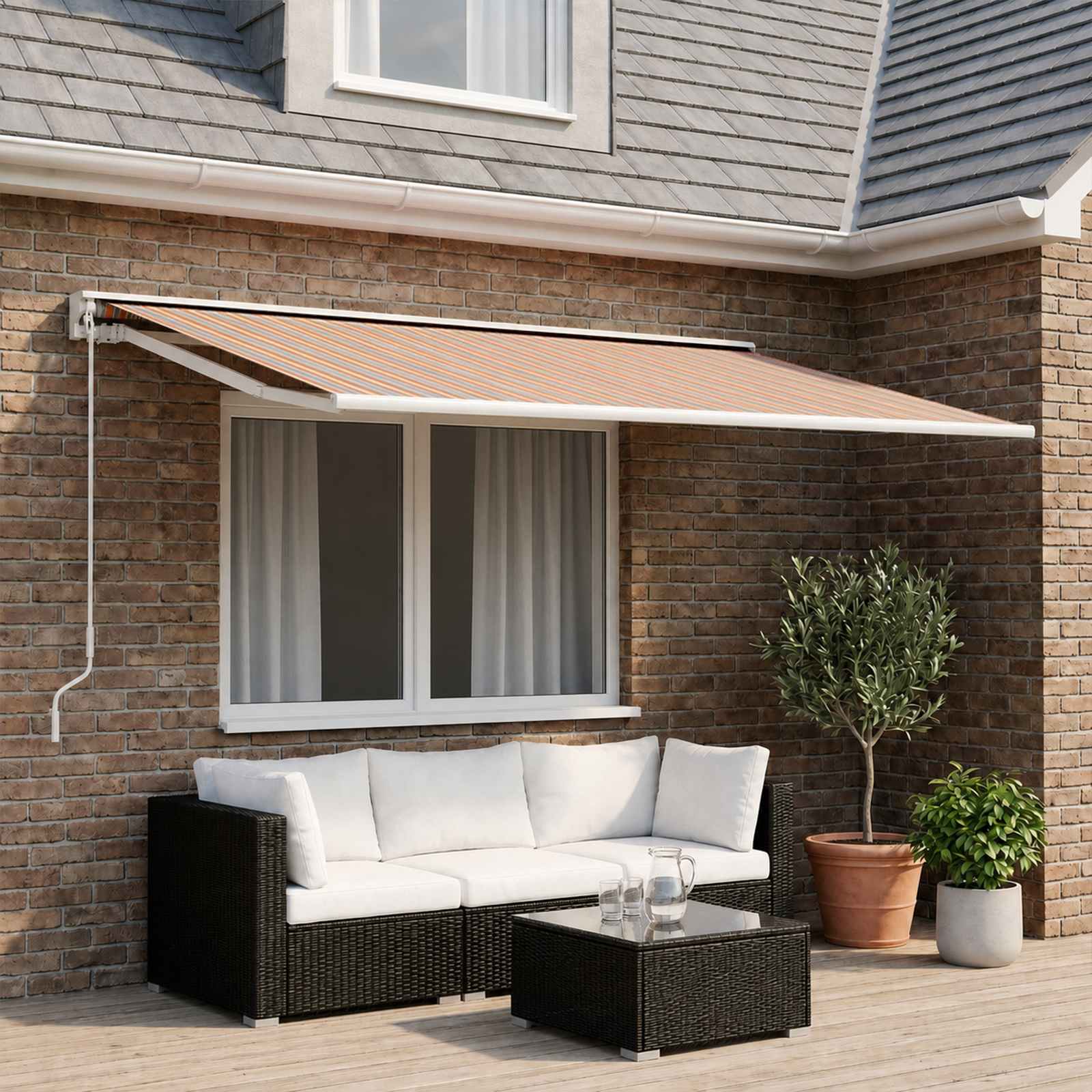Telo di ricambio per tenda da sole Blu e Arancione 600 × 300 cm