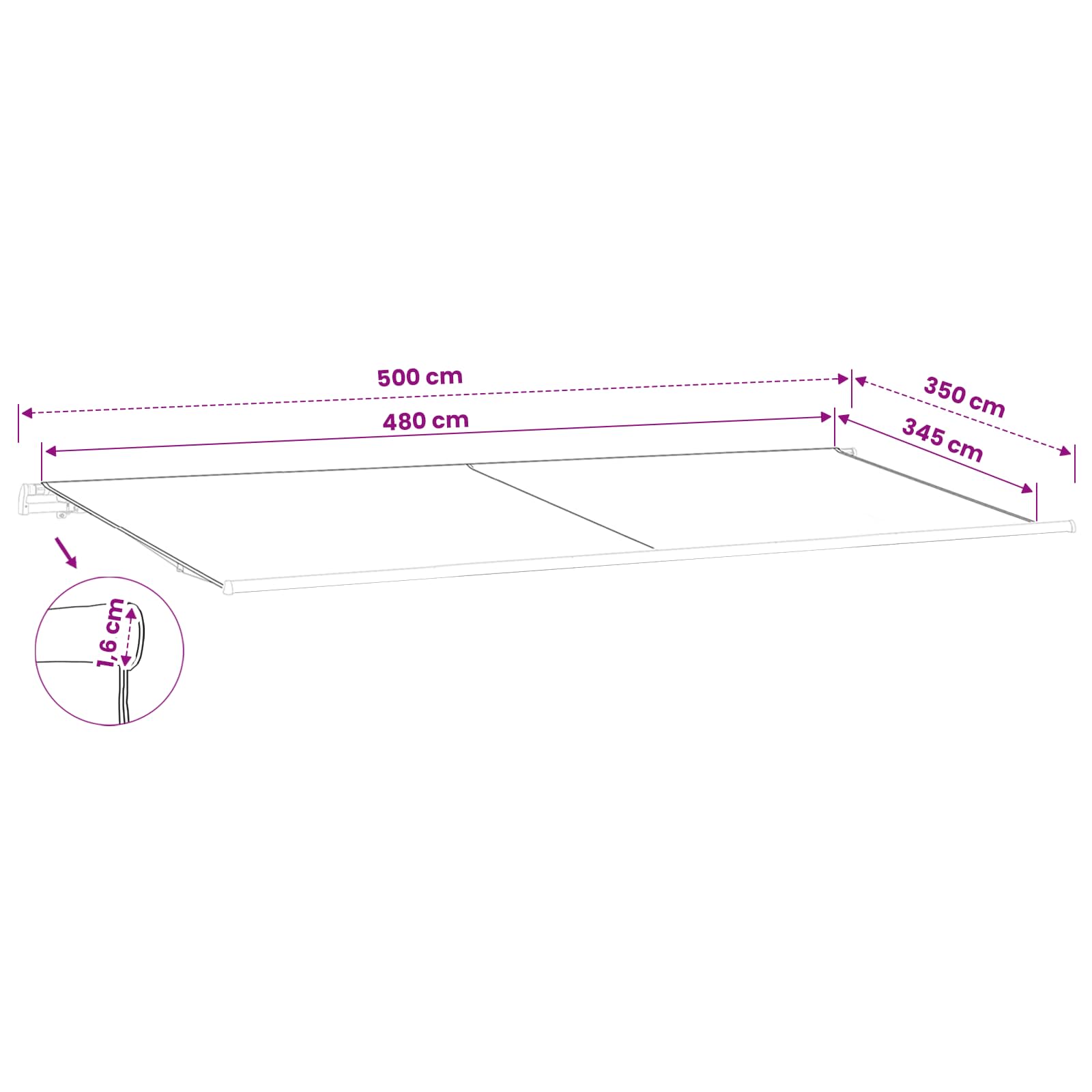 Telo di ricambio per tenda da sole Grigio Chiaro 500 × 350 cm