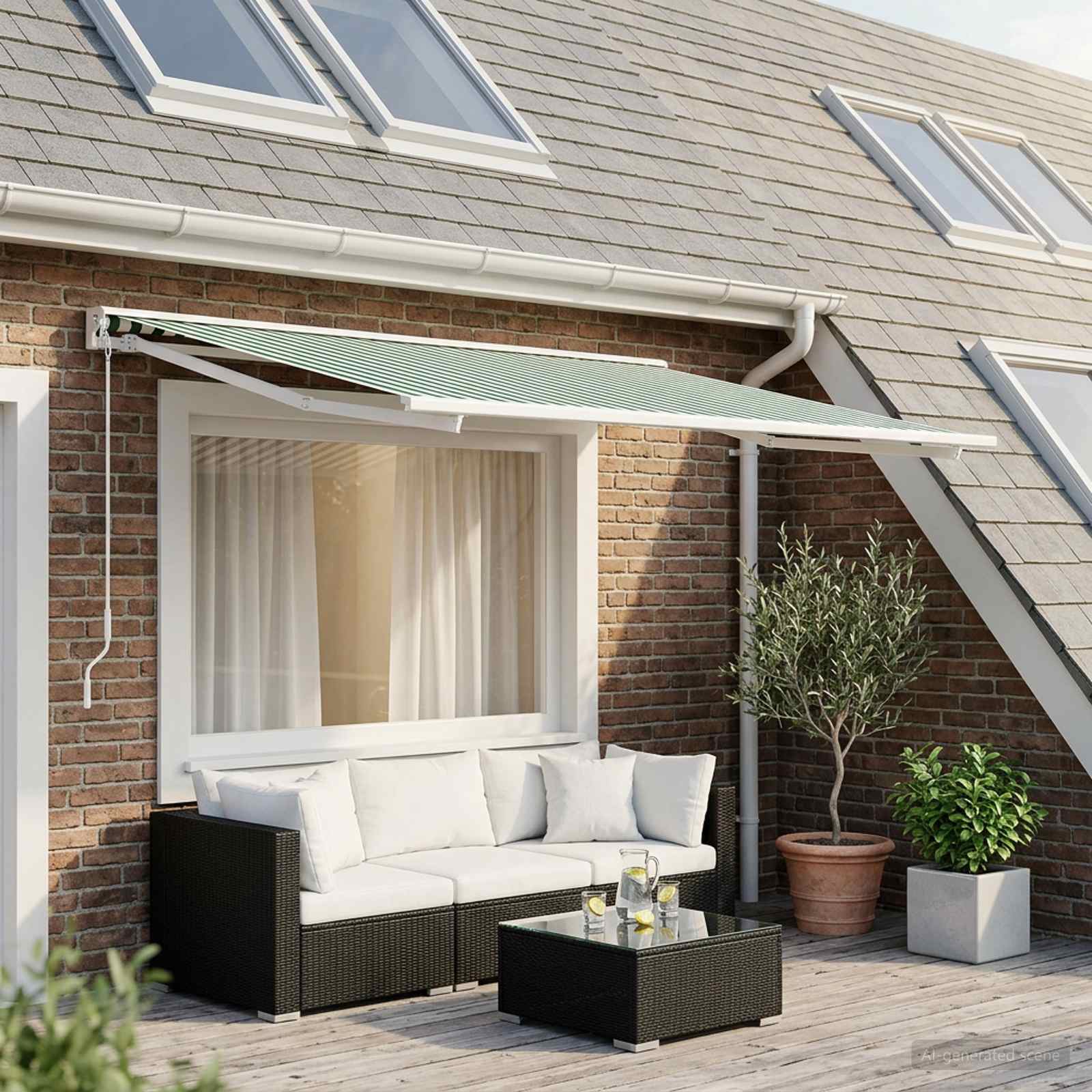 Telo di ricambio per tenda da sole Verde e Bianco 450 × 350 cm