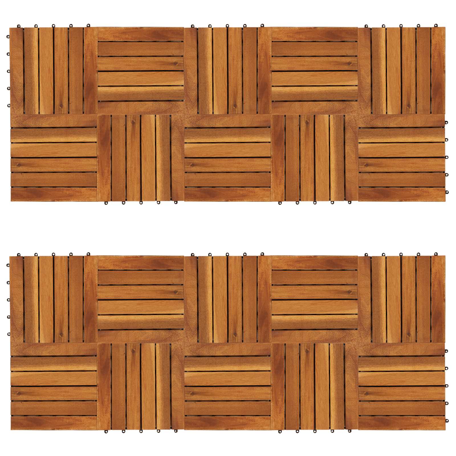 Piastrella per Decking 20 pz Marrone 30 x 30 cm Legno di Acacia
