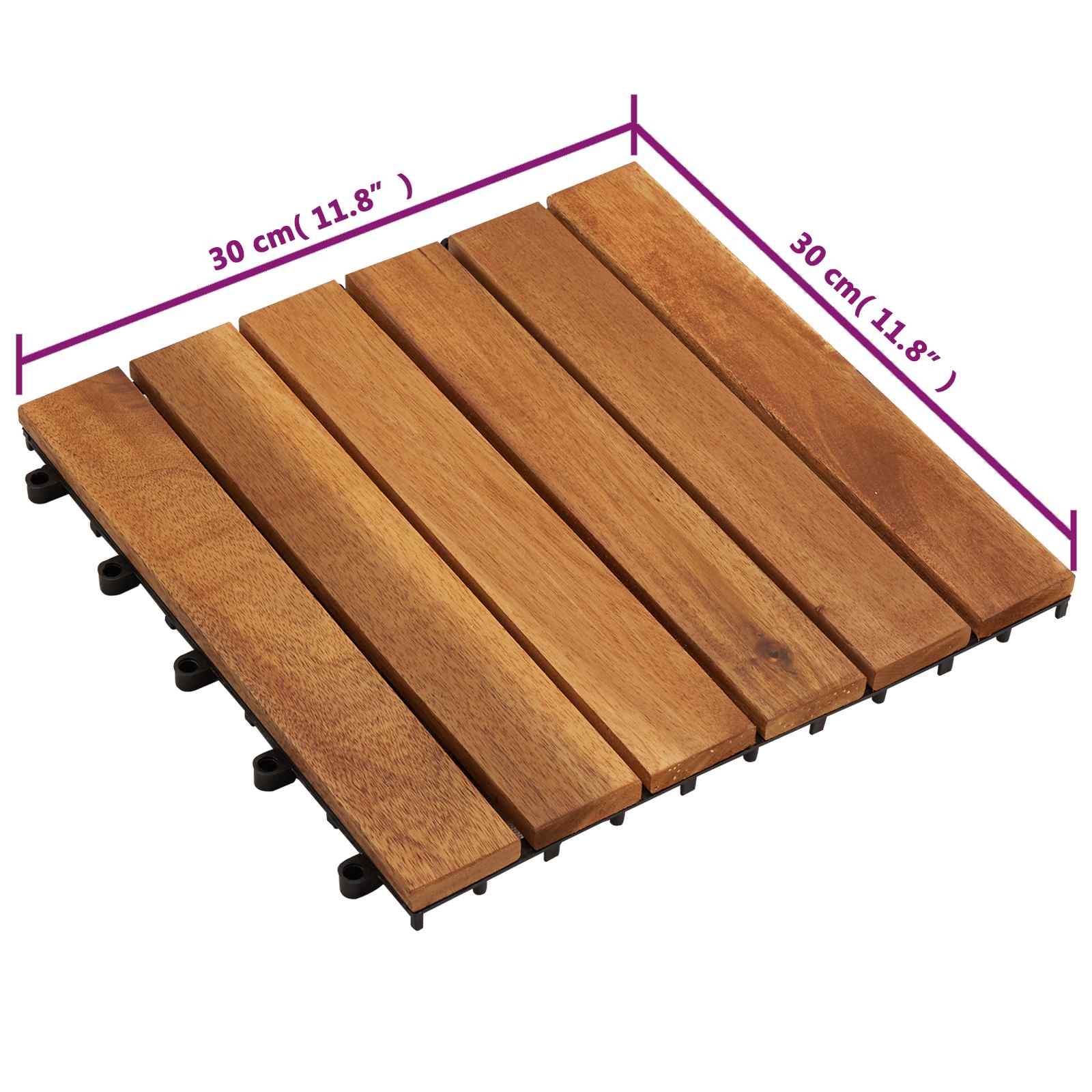 Piastrella per Decking 20 pz Marrone 30 x 30 cm Legno di Acacia