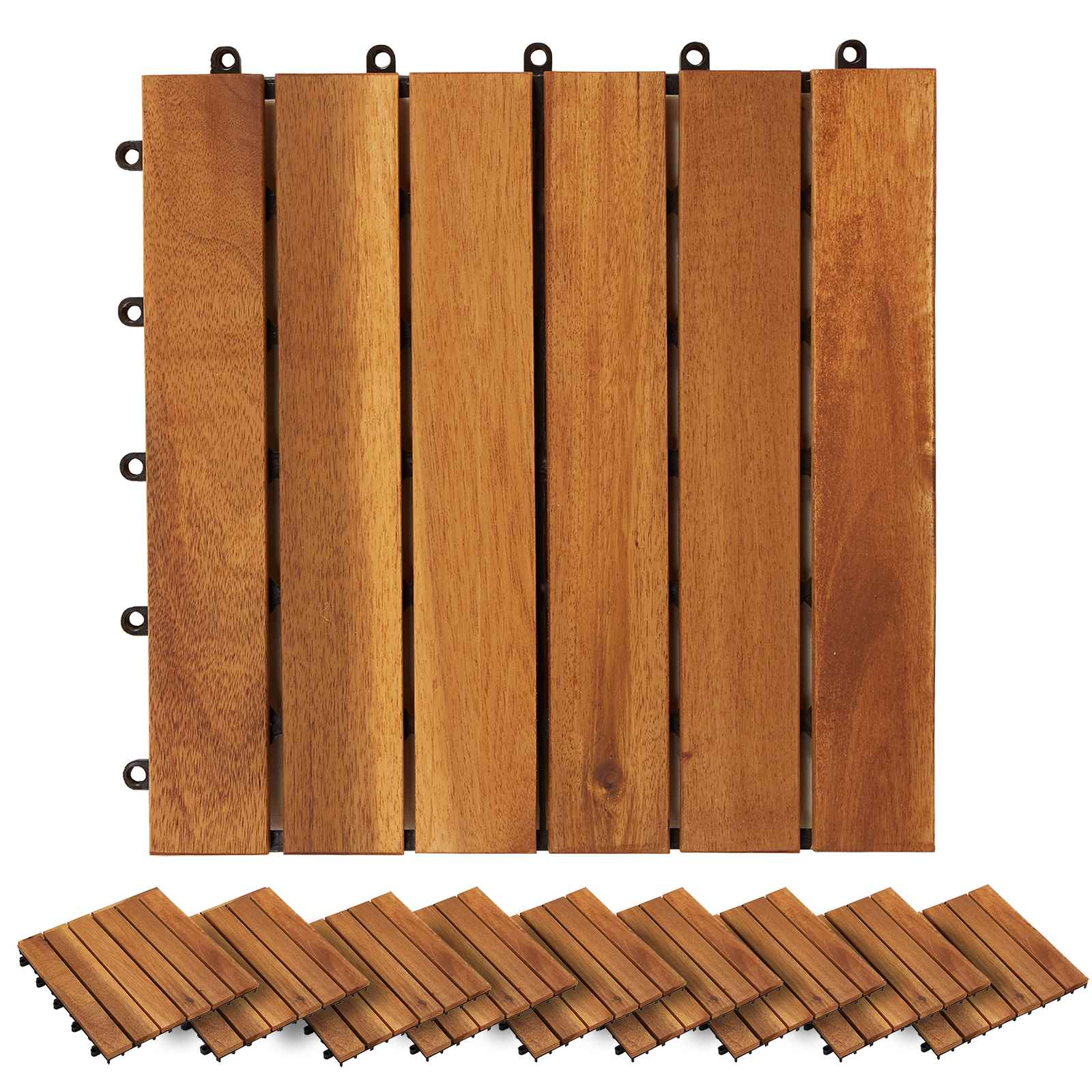 Piastrella per Decking 30 pz Marrone 30 x 30 cm Legno di Acacia