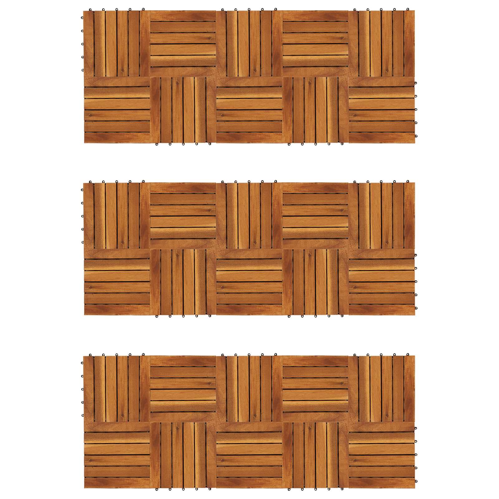 Piastrella per Decking 30 pz Marrone 30 x 30 cm Legno di Acacia