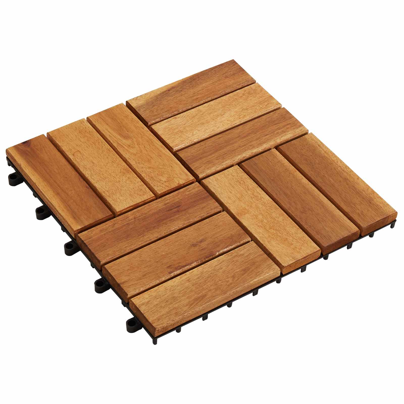 Piastrella per Decking 20 pz Marrone 30 x 30 cm Legno di Acacia