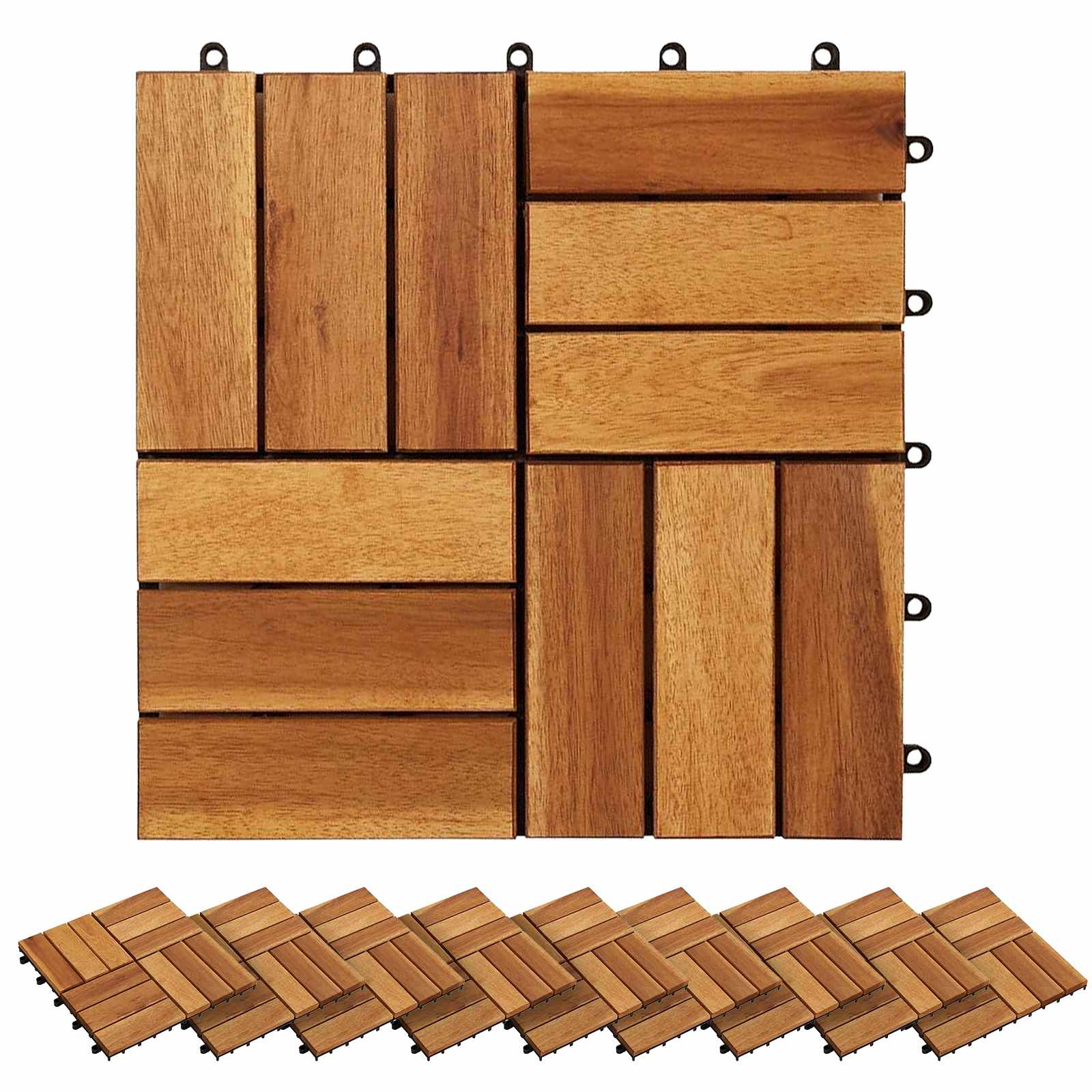 Piastrella per Decking 20 pz Marrone 30 x 30 cm Legno di Acacia