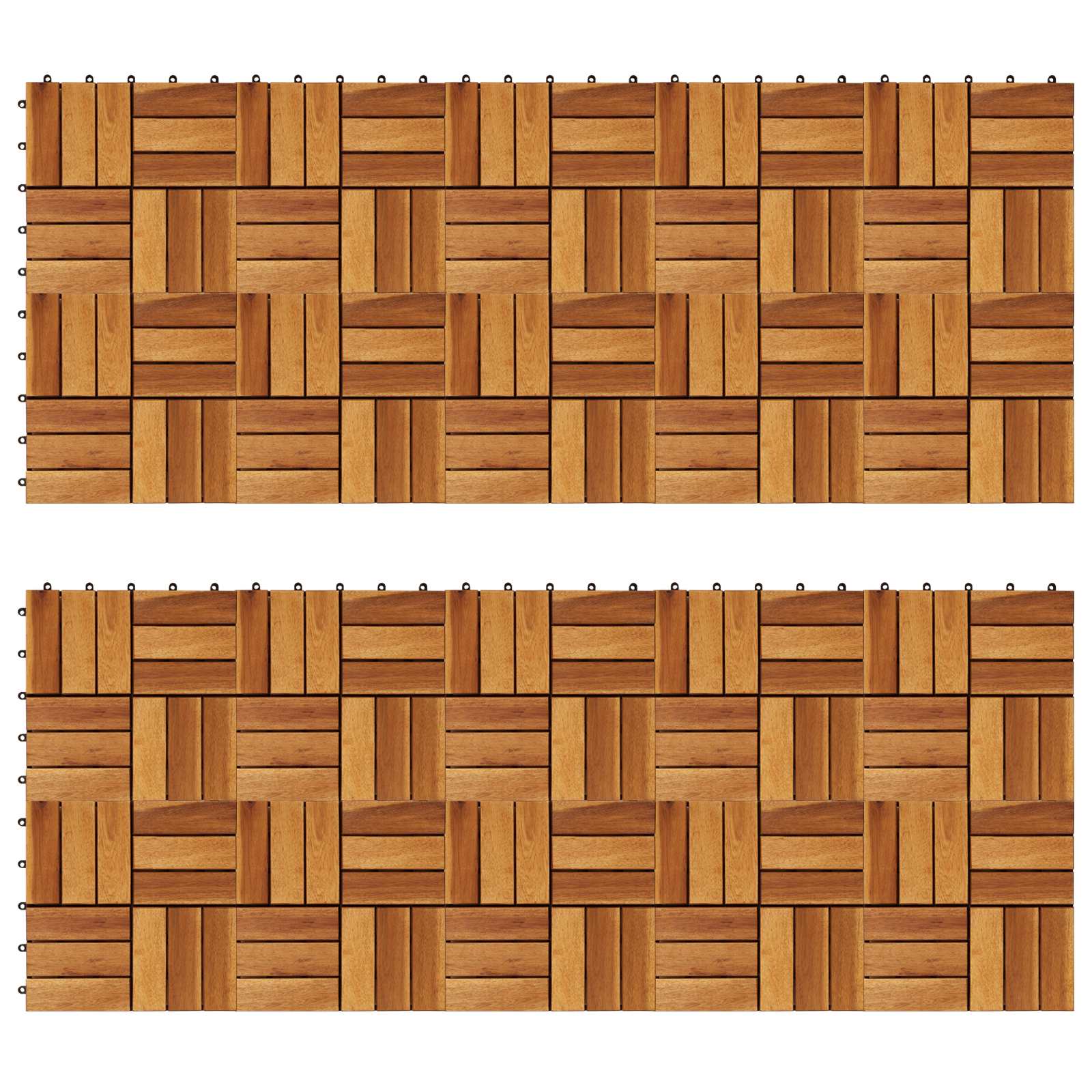 Piastrella per Decking 20 pz Marrone 30 x 30 cm Legno di Acacia