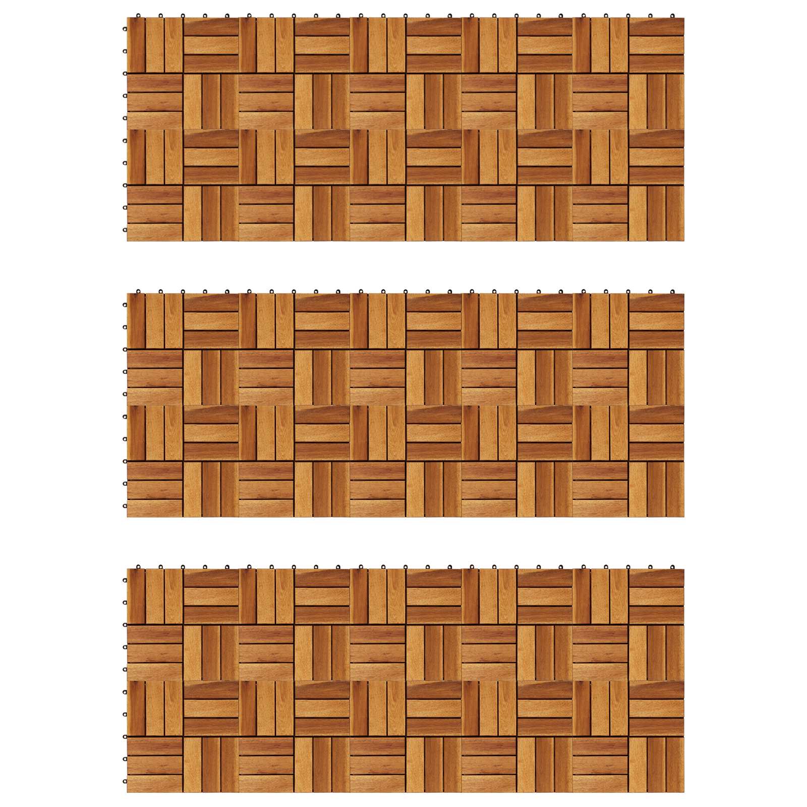 Piastrella per Decking 30 pz Marrone 30 x 30 cm Legno di Acacia