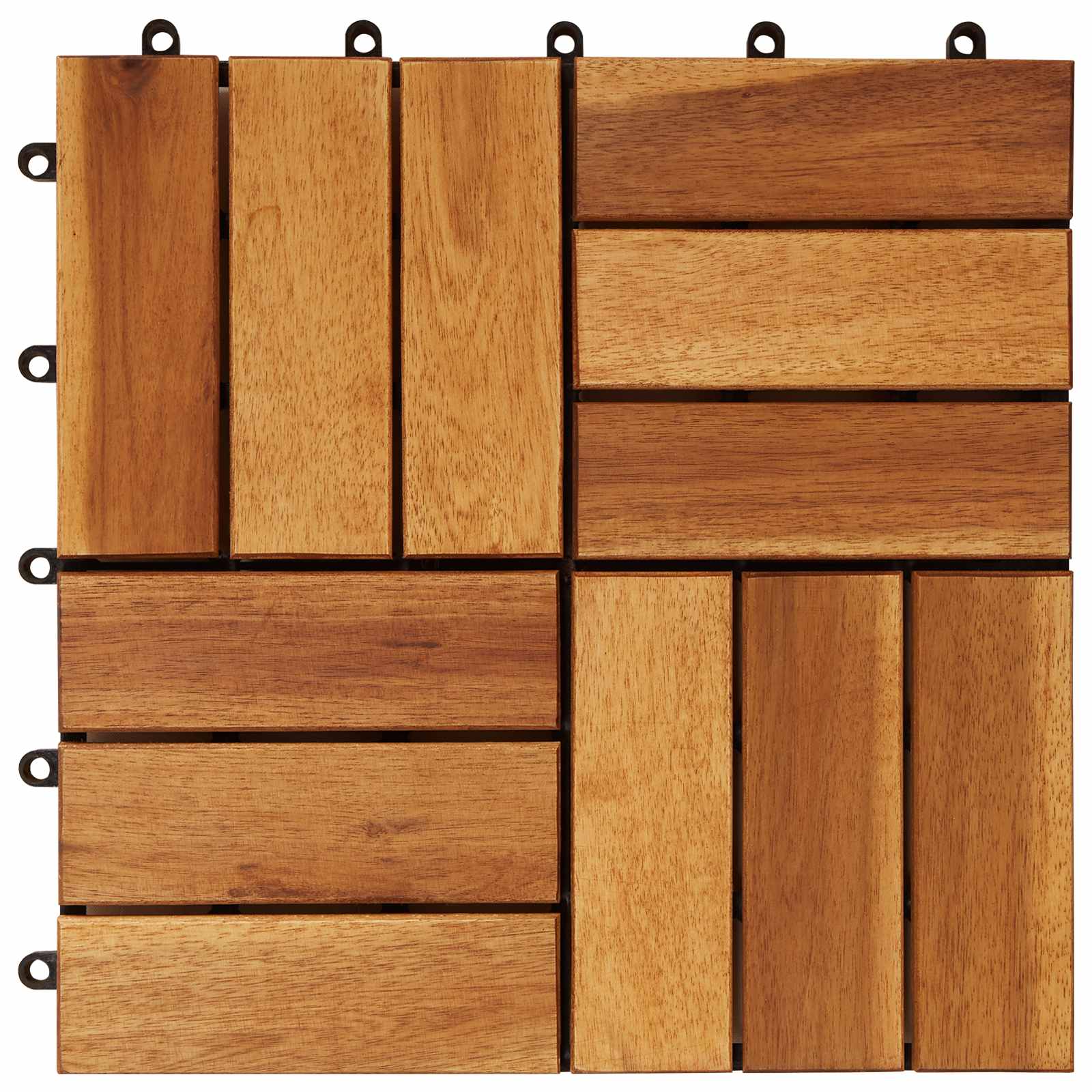 Piastrella per Decking 30 pz Marrone 30 x 30 cm Legno di Acacia