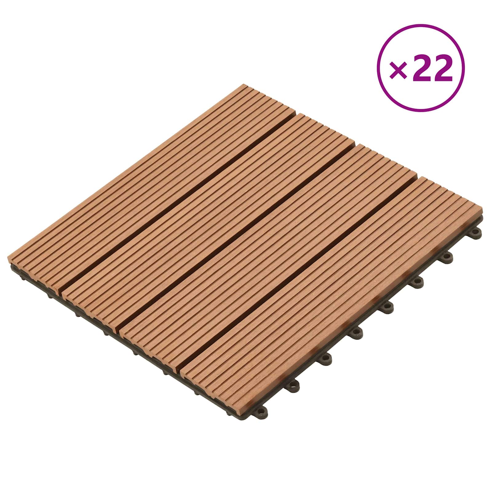 Piastrella per Decking 22 pz Marrone 30 x 30 cm WPC