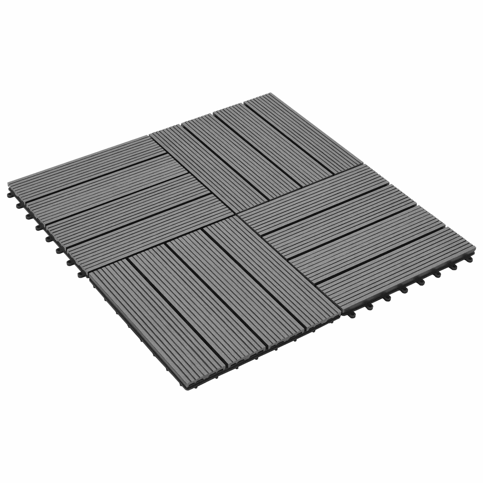 Piastrella per Decking 22 pz Grigio 30 x 30 cm WPC